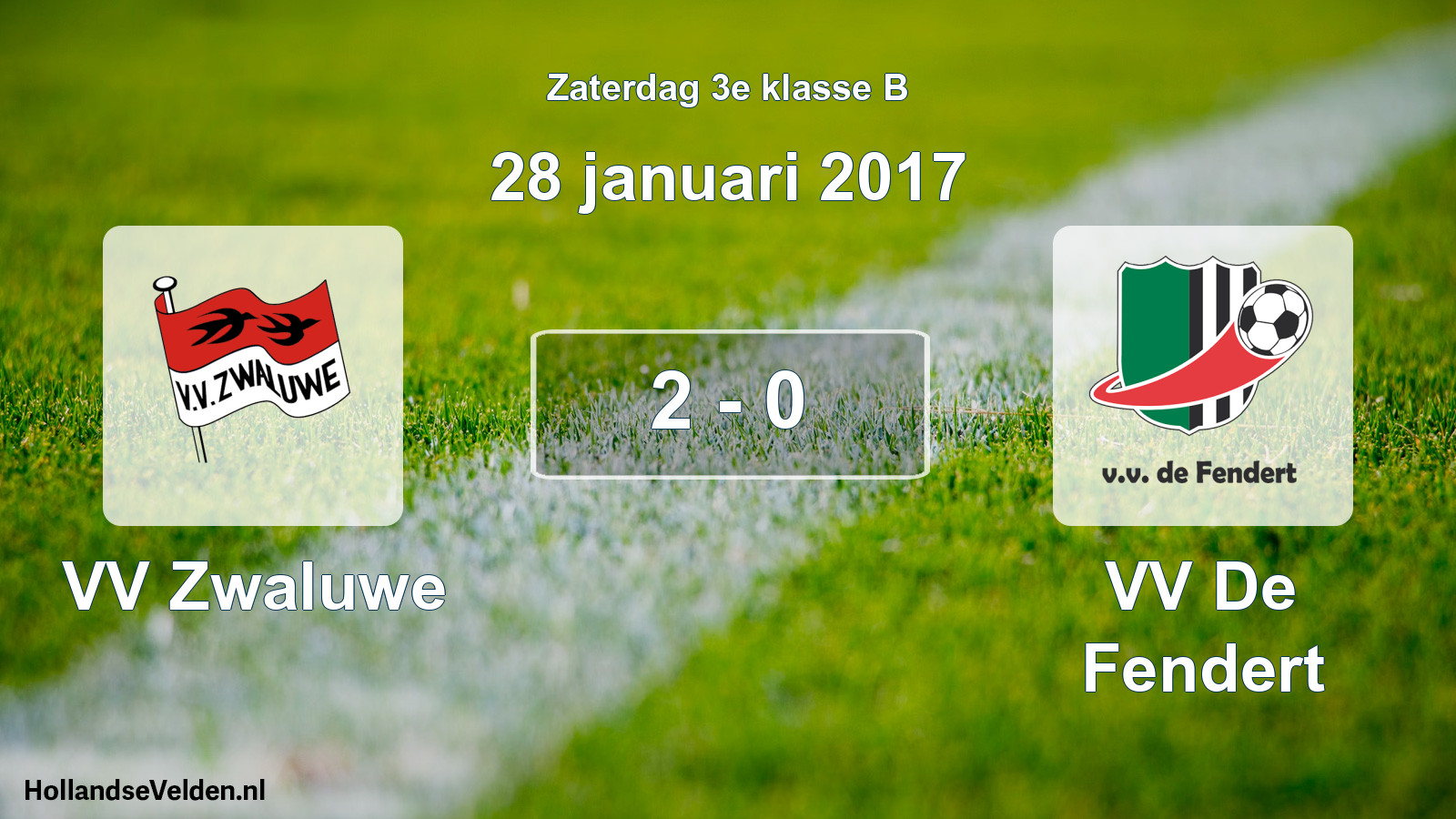Total number of matches played: VV Zwaluwe - VV De Fendert 2 - 0 (28 January 2017)