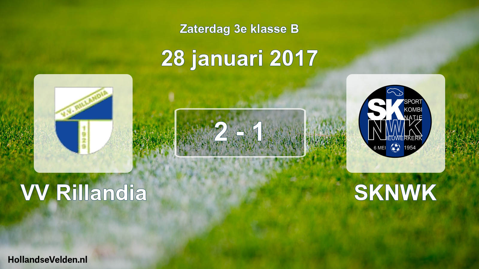 Total number of matches played: VV Rillandia - SKNWK 2 - 1 (28 January 2017)