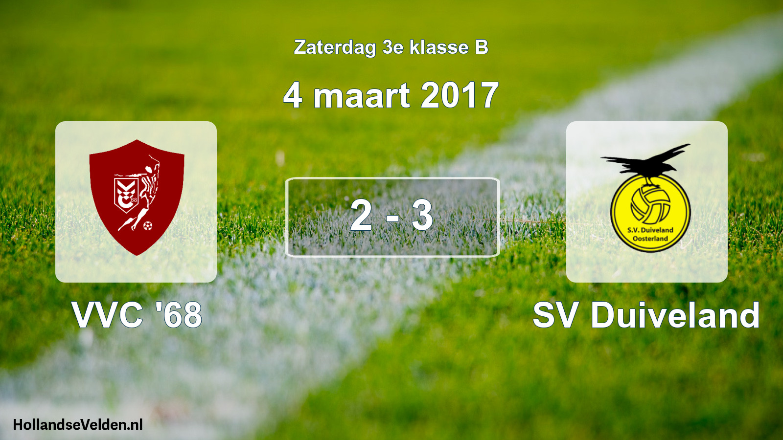 Total number of matches played: VVC '68 - SV Duiveland 2 - 3 (4 March 2017)