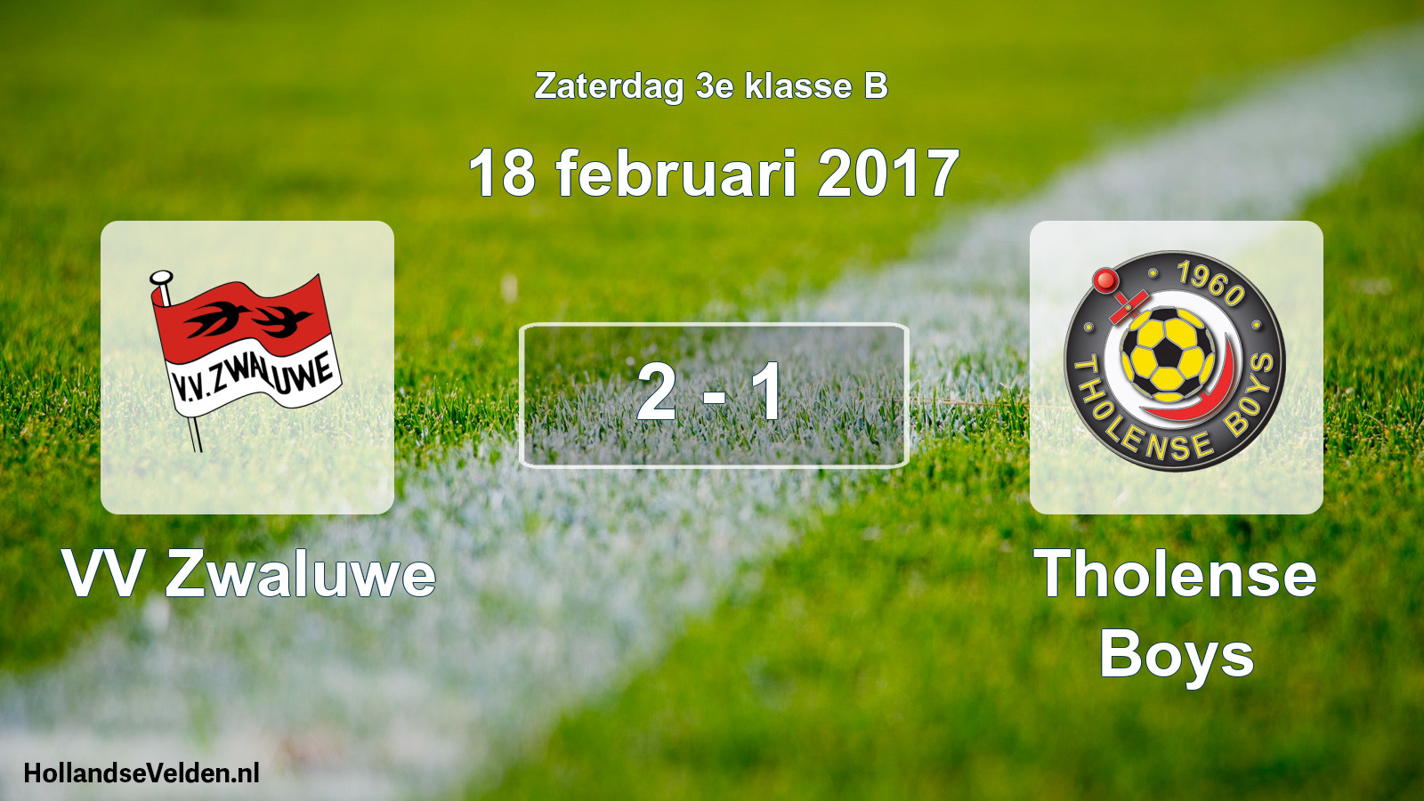 Total number of matches played: VV Zwaluwe - Tholense Boys 2 - 1 (18 February 2017)