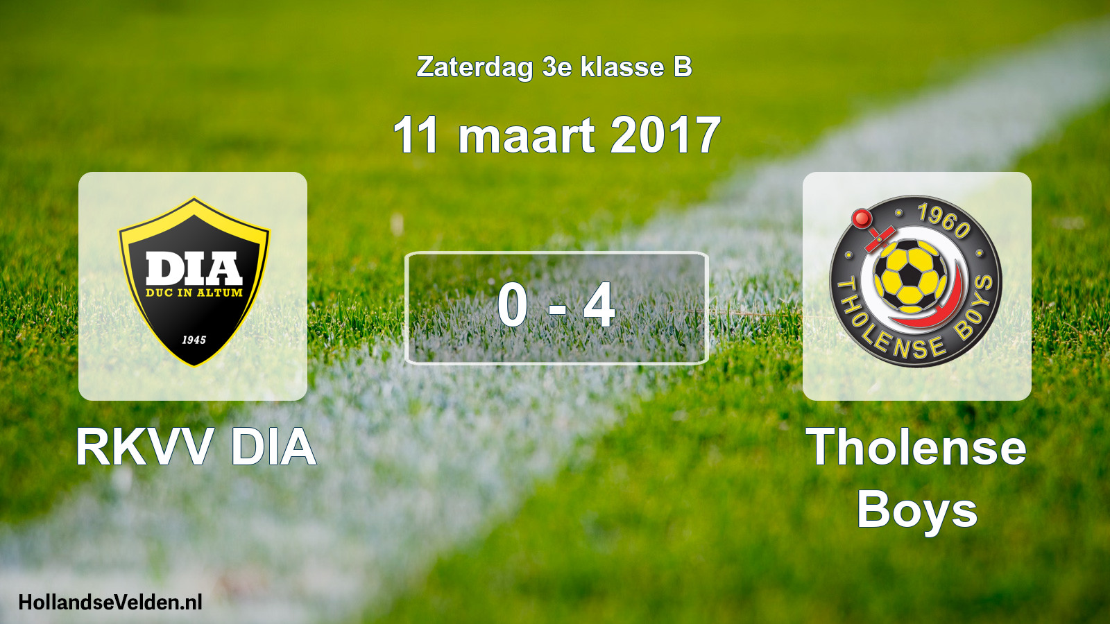 Total number of matches played: RKVV DIA - Tholense Boys 0 - 4 (11 March 2017)