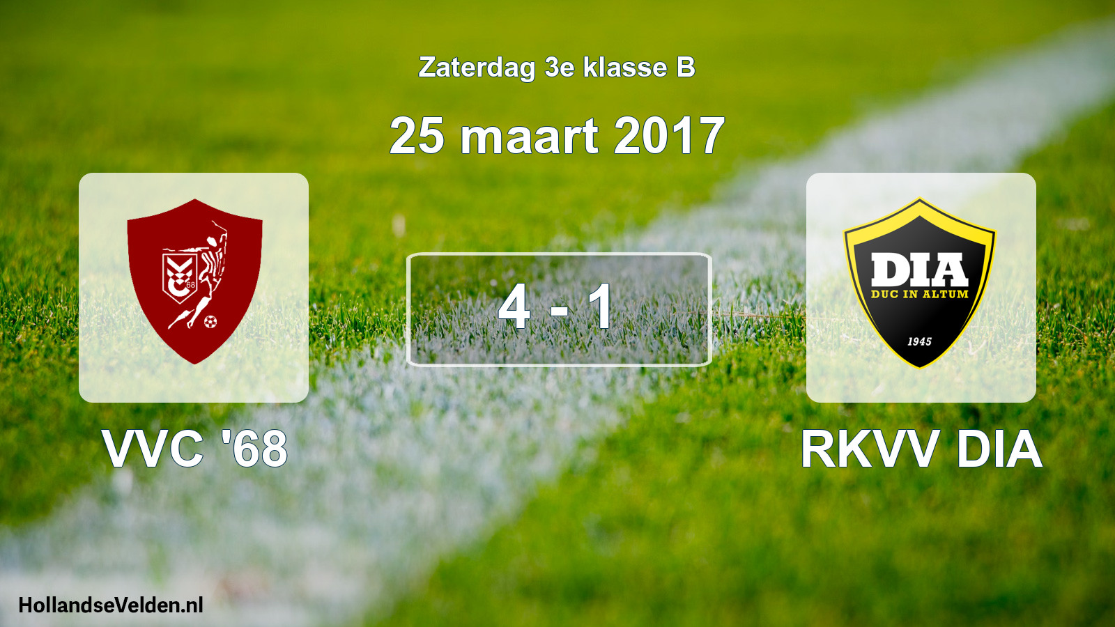 Total number of matches played: VVC '68 - RKVV DIA 4 - 1 (25 March 2017)