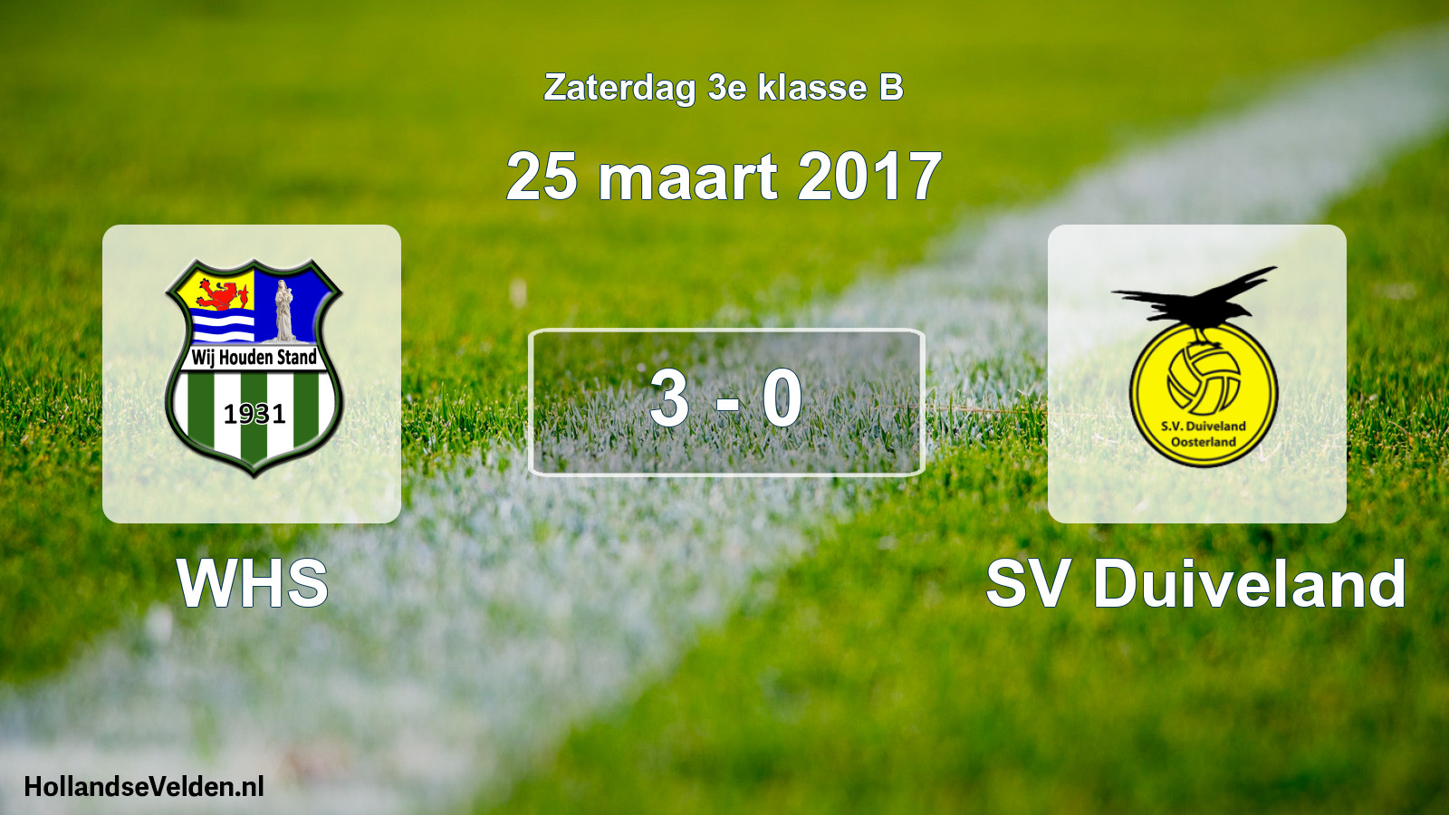 Total number of matches played: WHS - SV Duiveland 3 - 0 (25 March 2017)