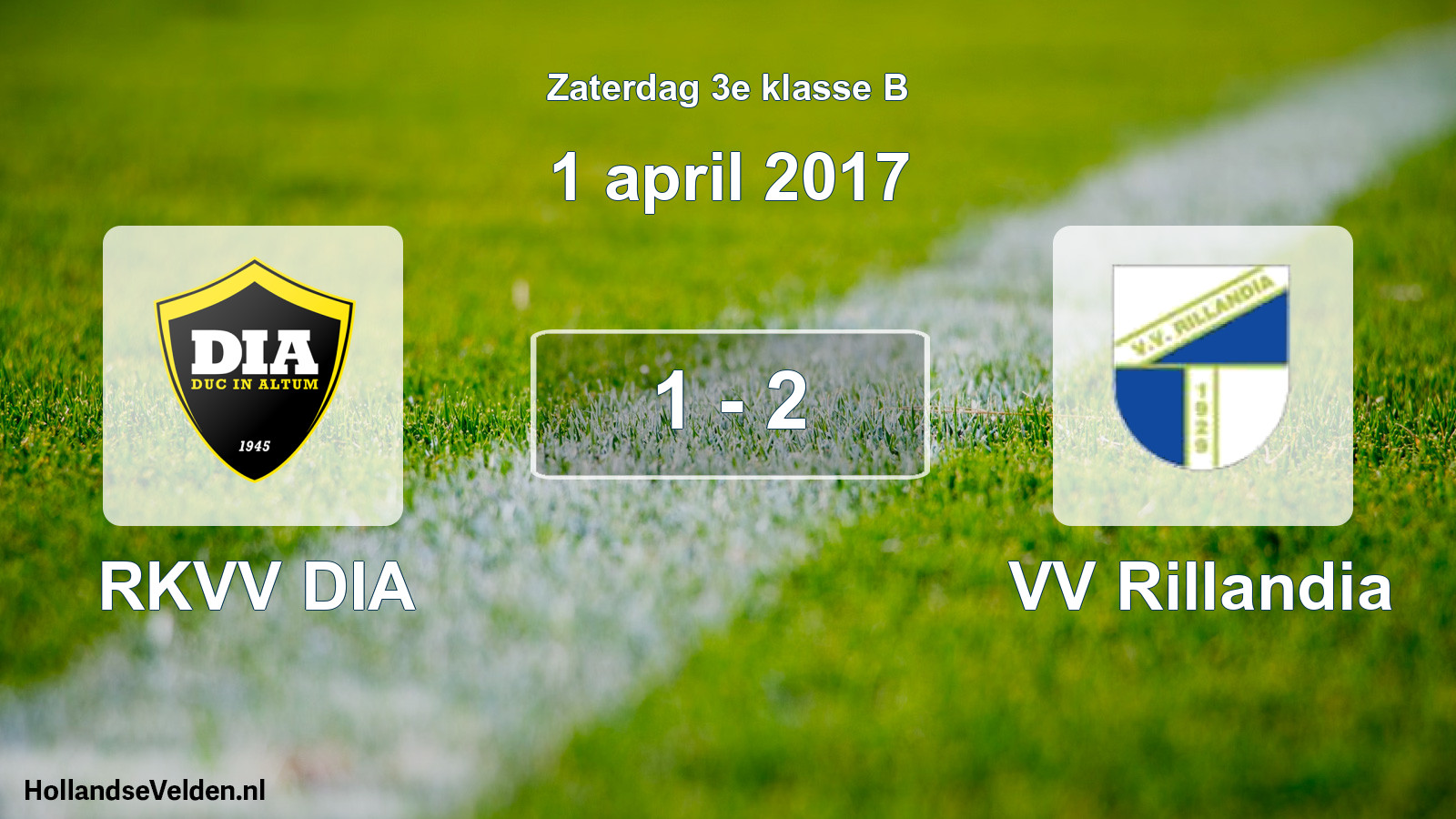 Total number of matches played: RKVV DIA - VV Rillandia 1 - 2 (1 April 2017)