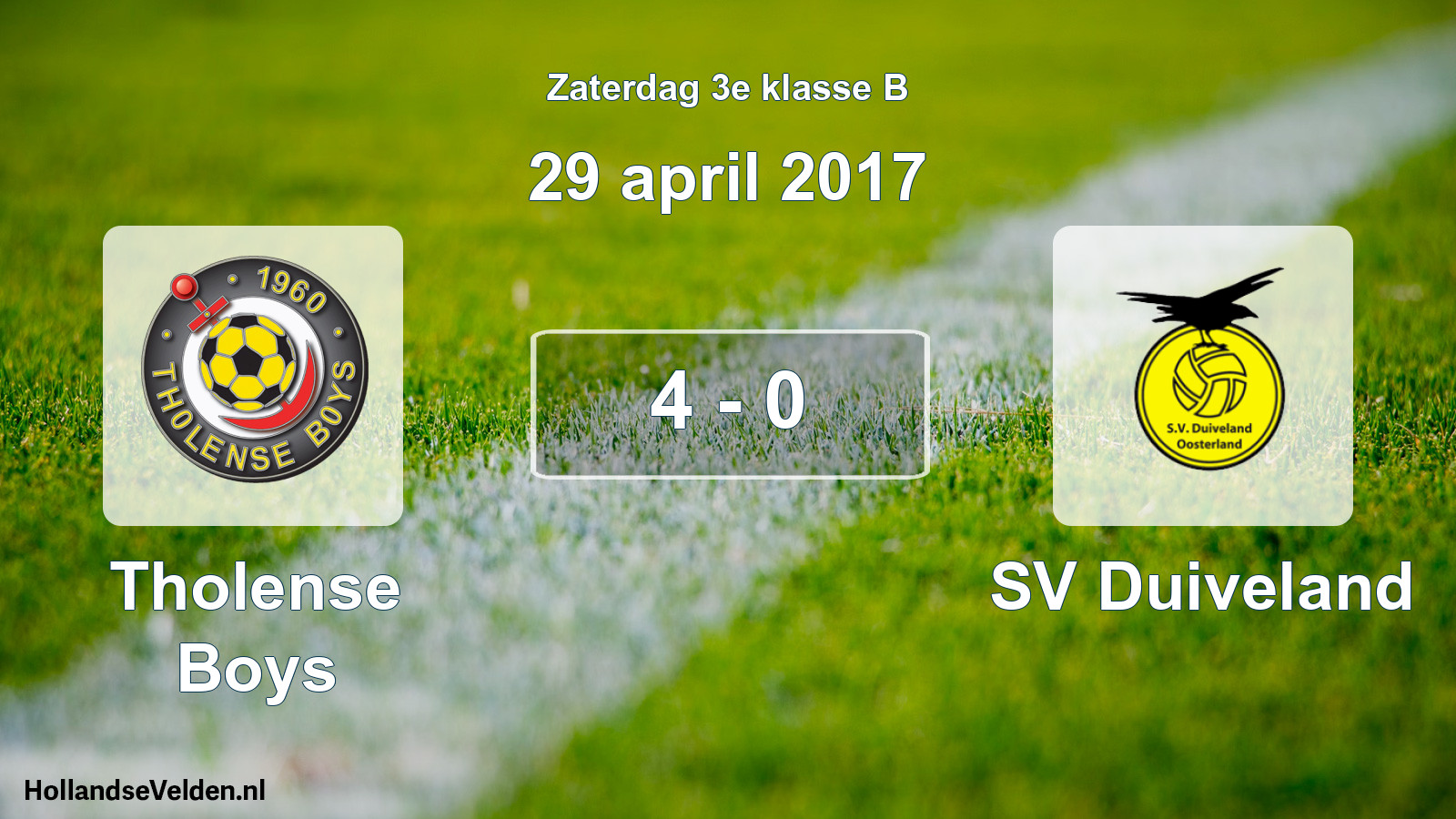 Total number of matches played: Tholense Boys - SV Duiveland 4 - 0 (29 April 2017)