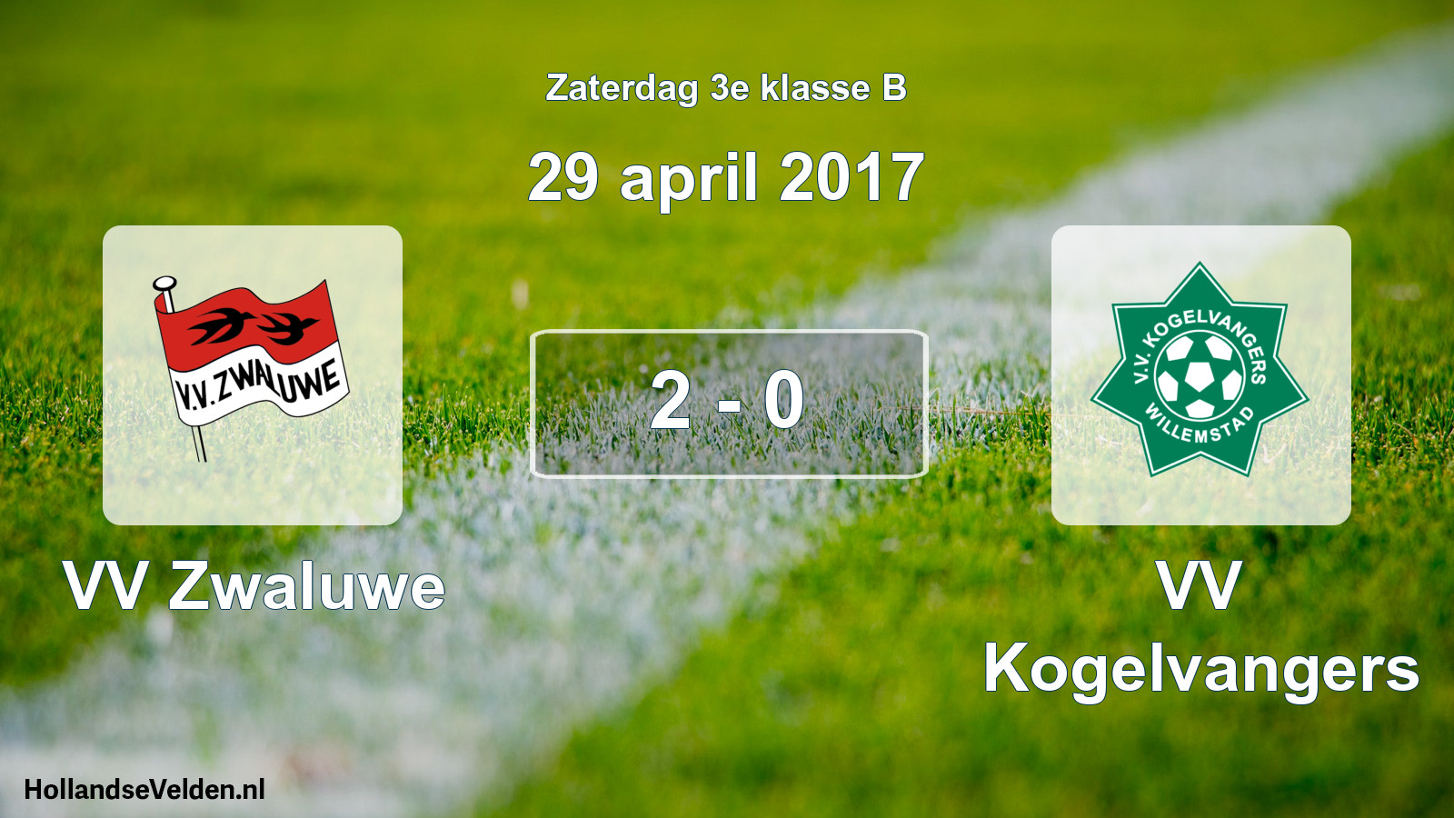 Total number of matches played: VV Zwaluwe - VV Kogelvangers 2 - 0 (29 April 2017)