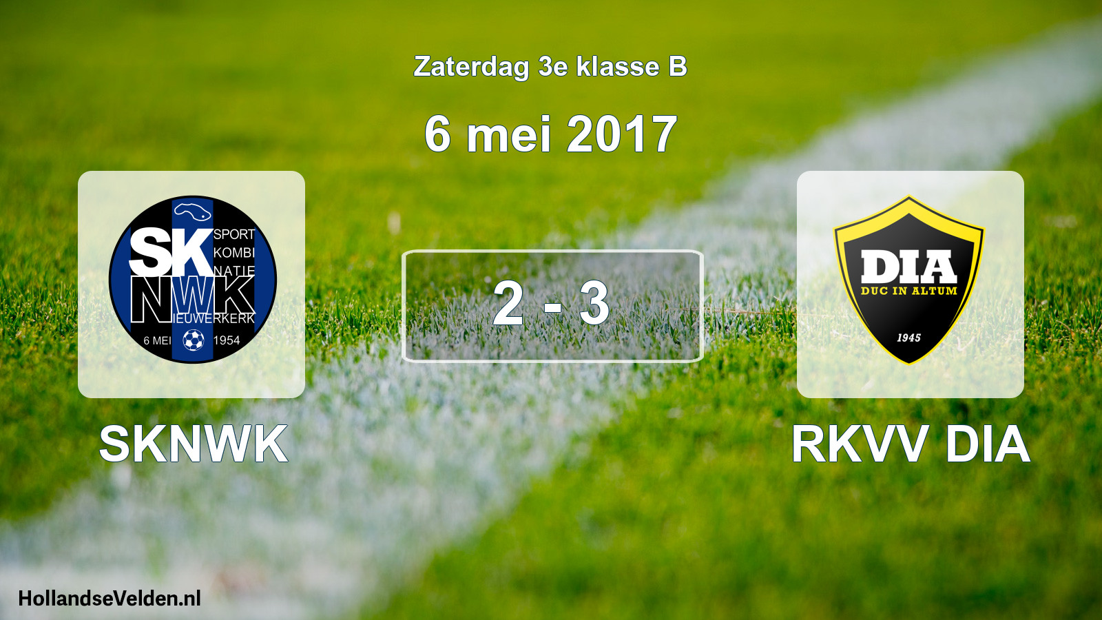 Total number of matches played: SKNWK - RKVV DIA 2 - 3 (6 May 2017)