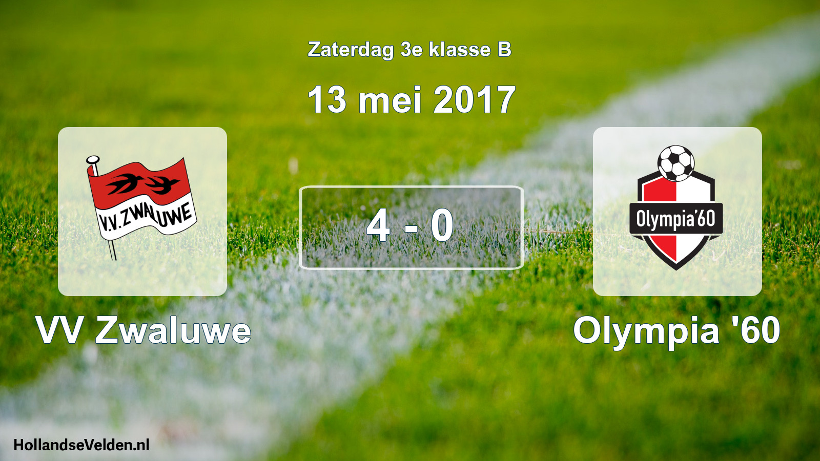 Total number of matches played: VV Zwaluwe - Olympia '60 4 - 0 (13 May 2017)