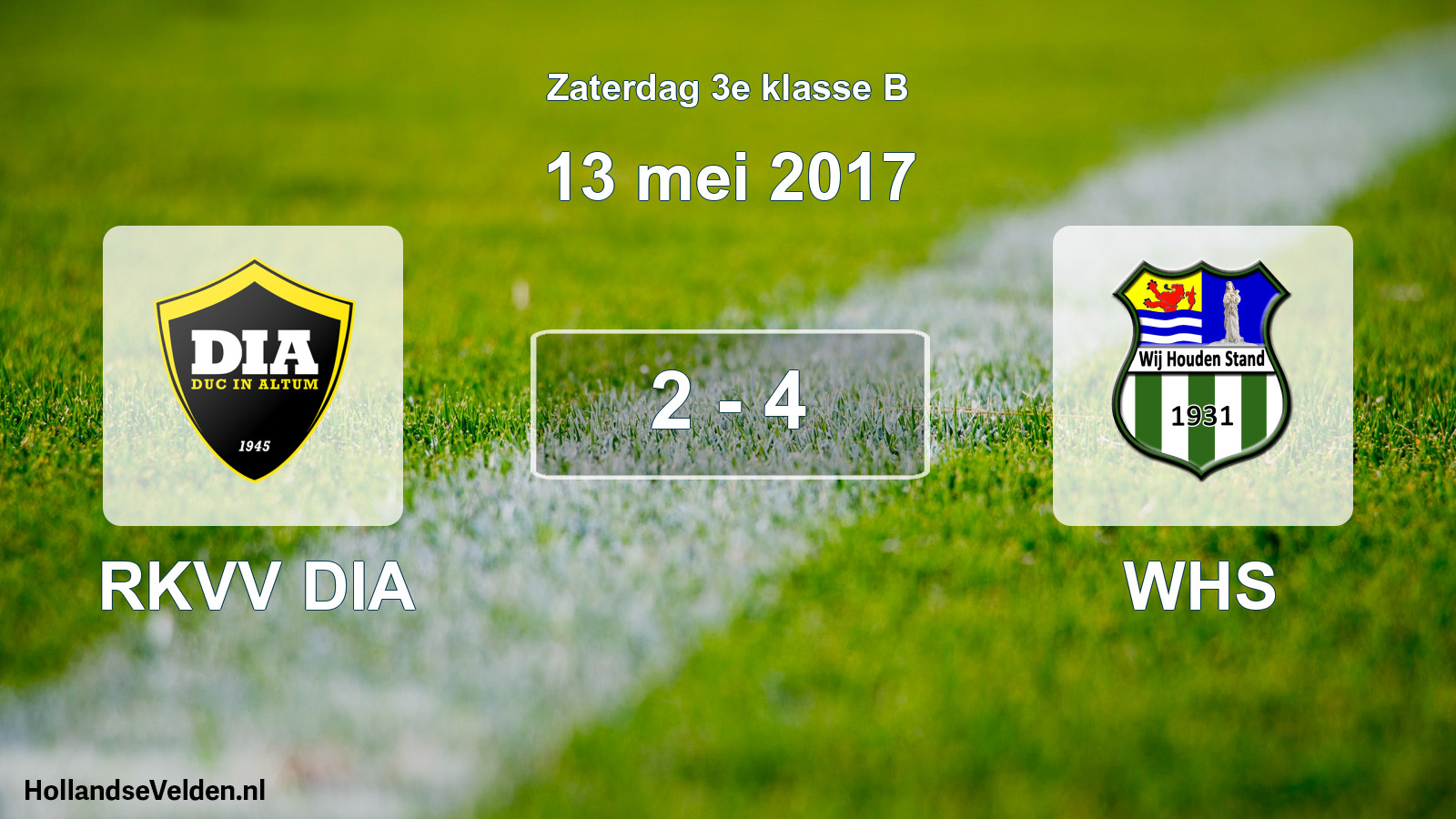 Total number of matches played: RKVV DIA - WHS 2 - 4 (13 May 2017)