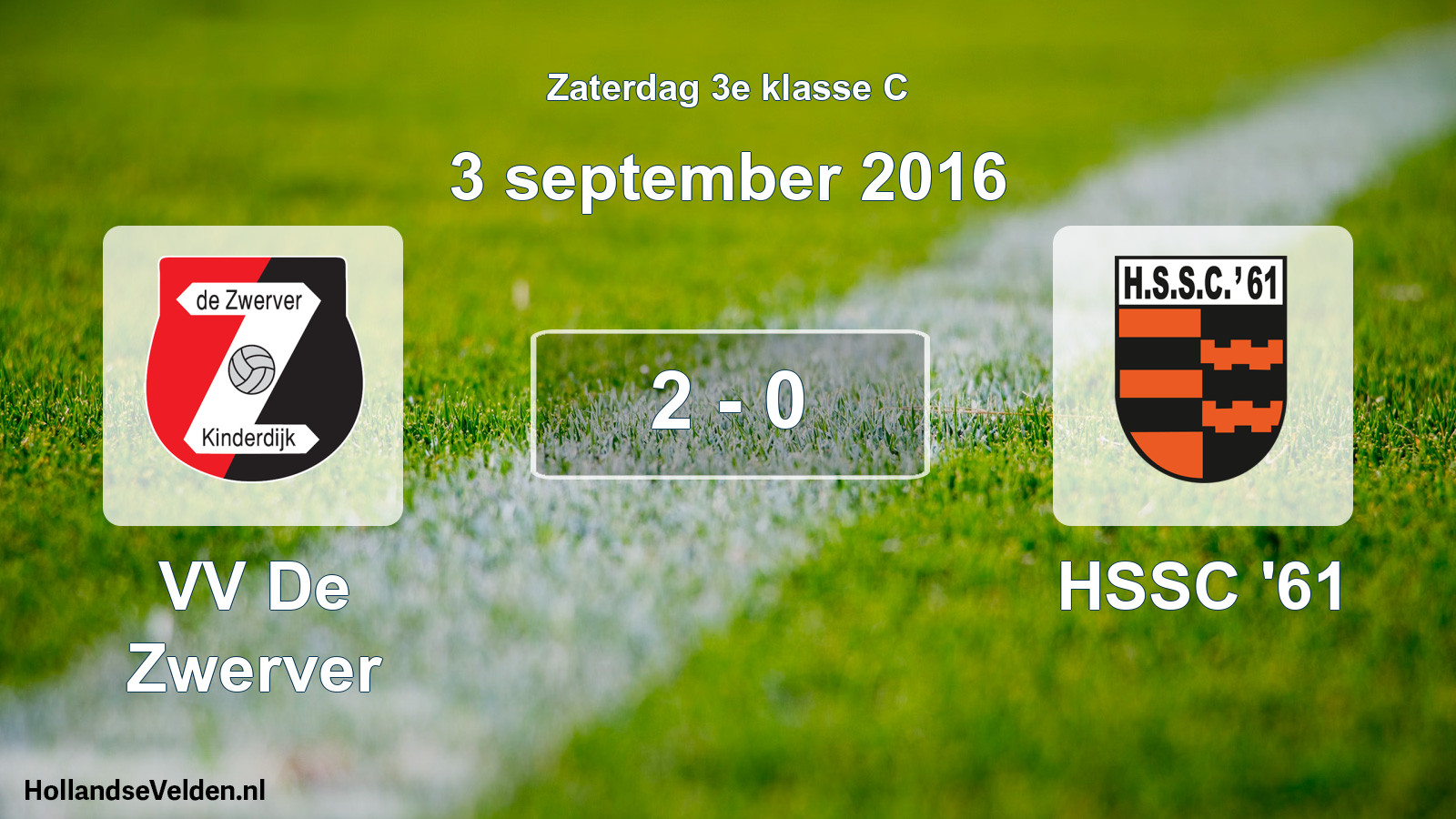 Total number of matches played: VV De Zwerver - HSSC '61 2 - 0 (3 September 2016)