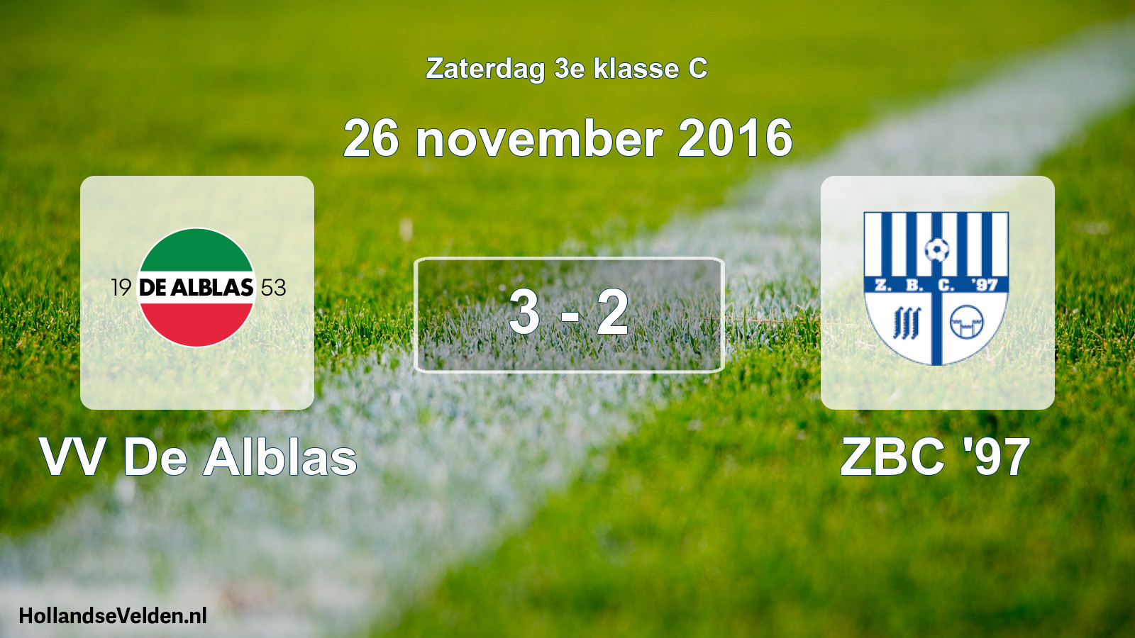 Total number of matches played: VV De Alblas - ZBC '97 3 - 2 (26 November 2016)
