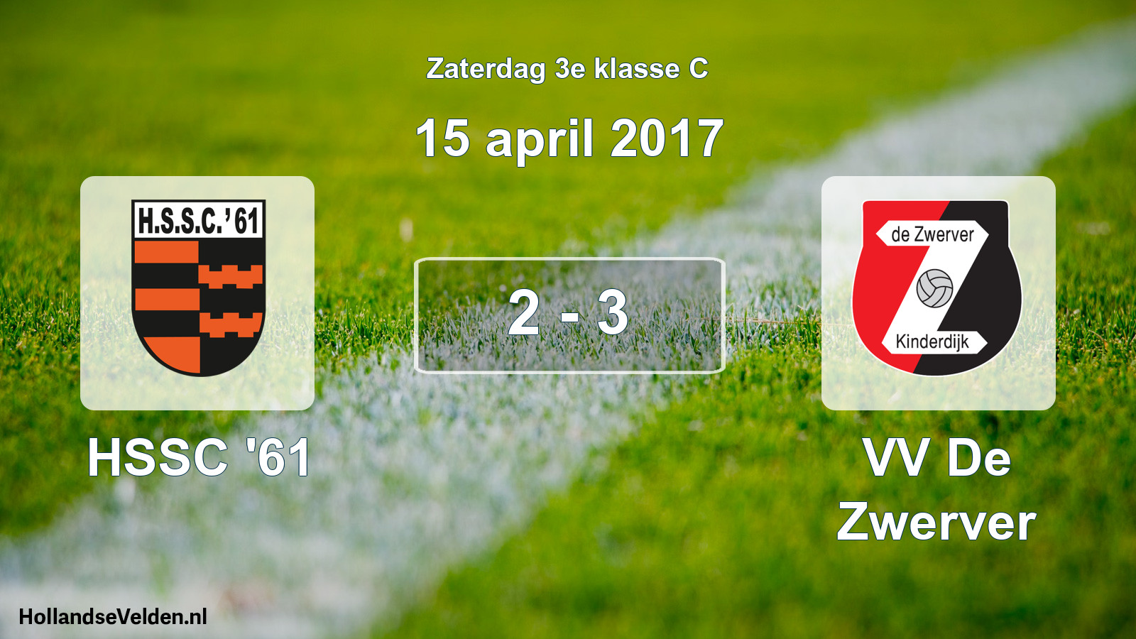 Total number of matches played: HSSC '61 - VV De Zwerver 2 - 3 (15 April 2017)
