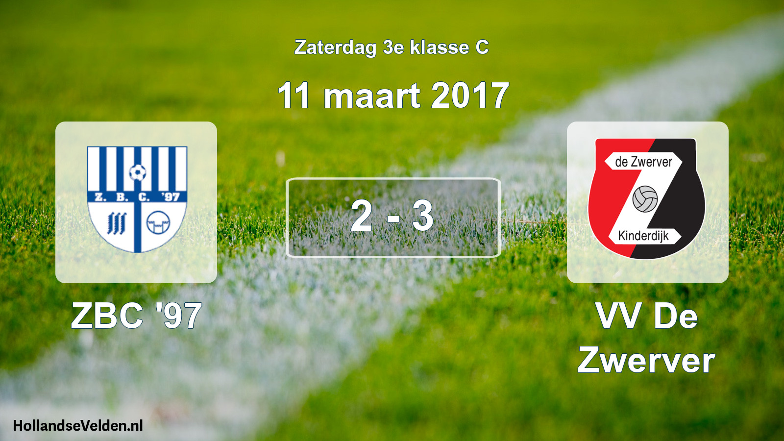 Total number of matches played: ZBC '97 - VV De Zwerver 2 - 3 (11 March 2017)