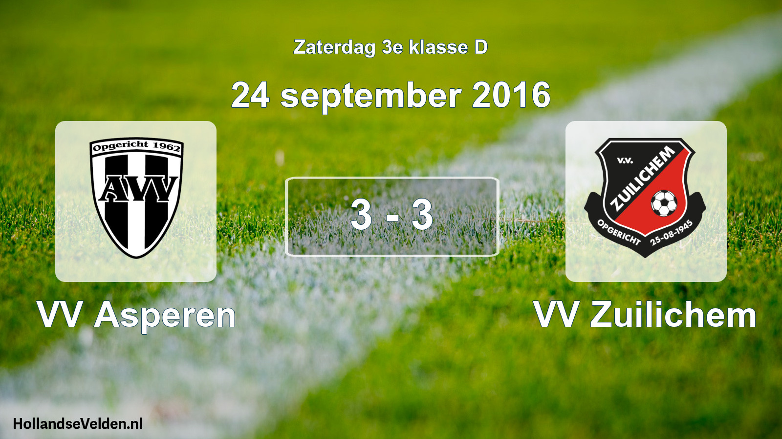 Total number of matches played: VV Asperen - VV Zuilichem 3 - 3 (24 September 2016)