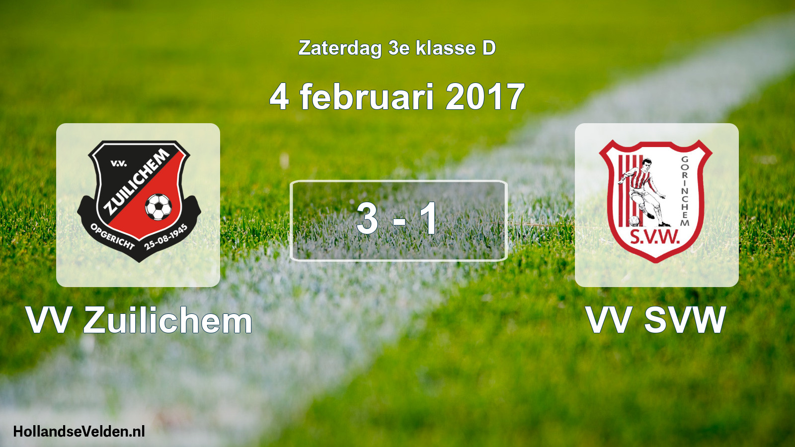 Total number of matches played: VV Zuilichem - VV SVW 3 - 1 (4 February 2017)