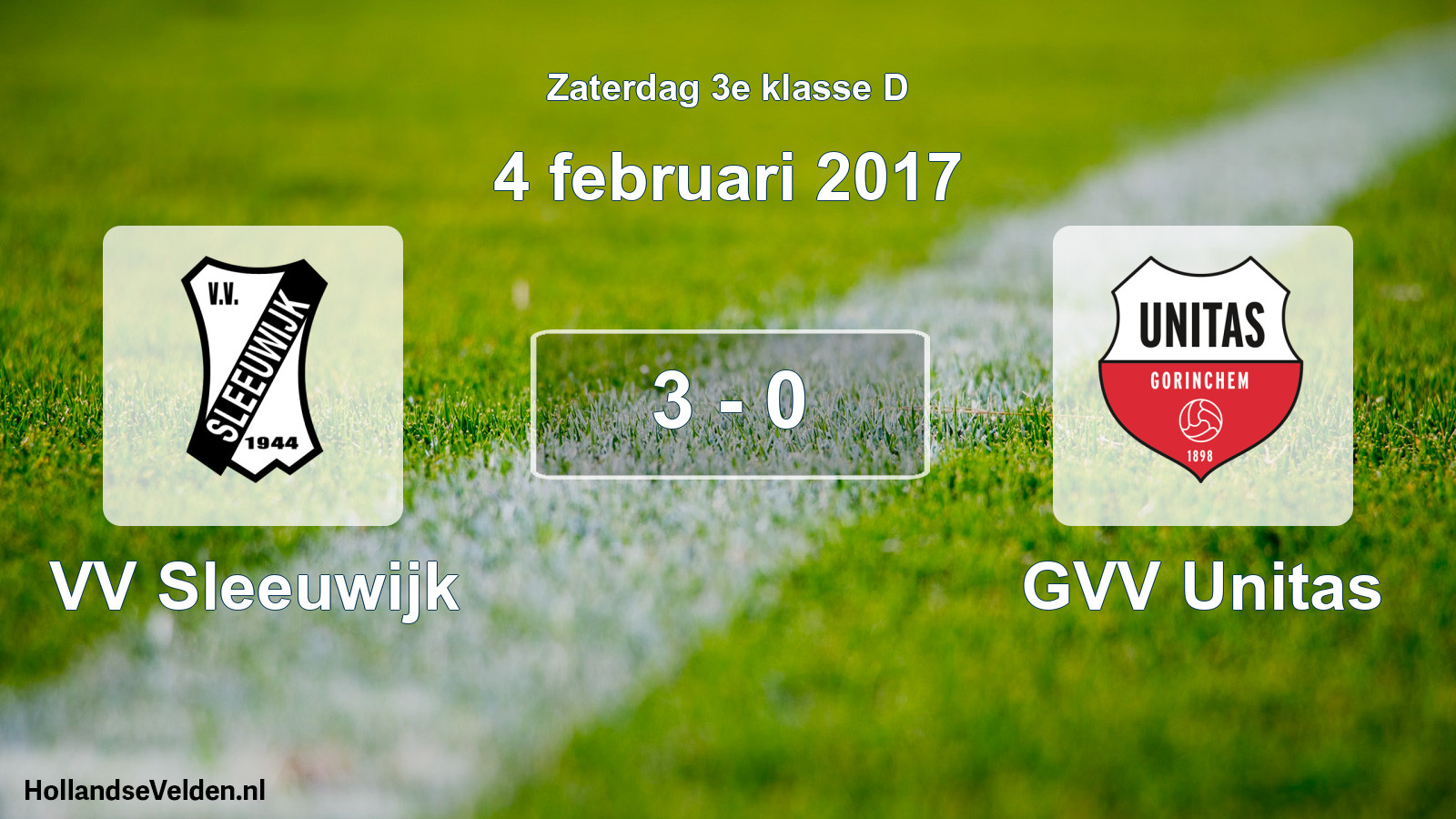 Total number of matches played: VV Sleeuwijk - GVV Unitas 3 - 0 (4 February 2017)