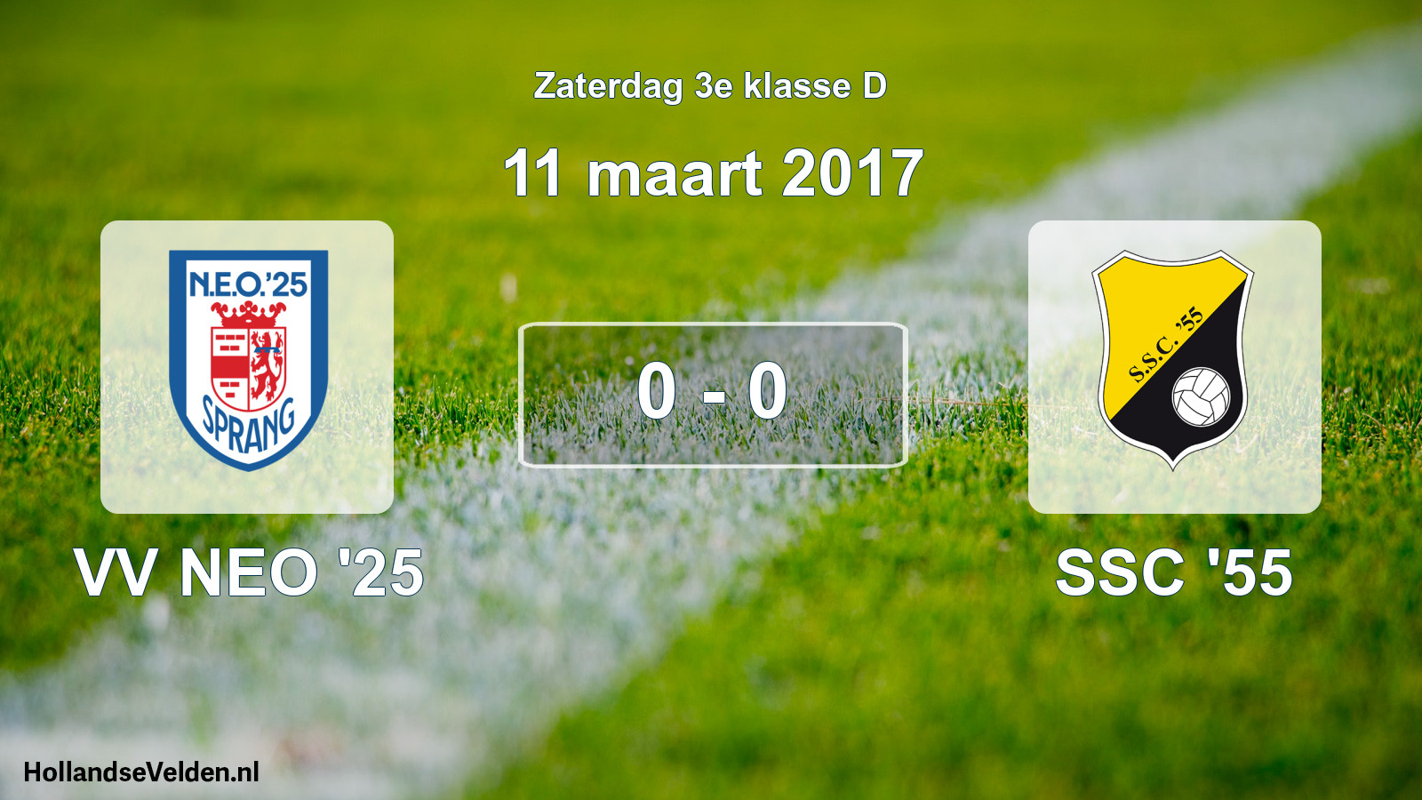 Total number of matches played: VV NEO '25 - SSC '55 0 - 0 (11 March 2017)