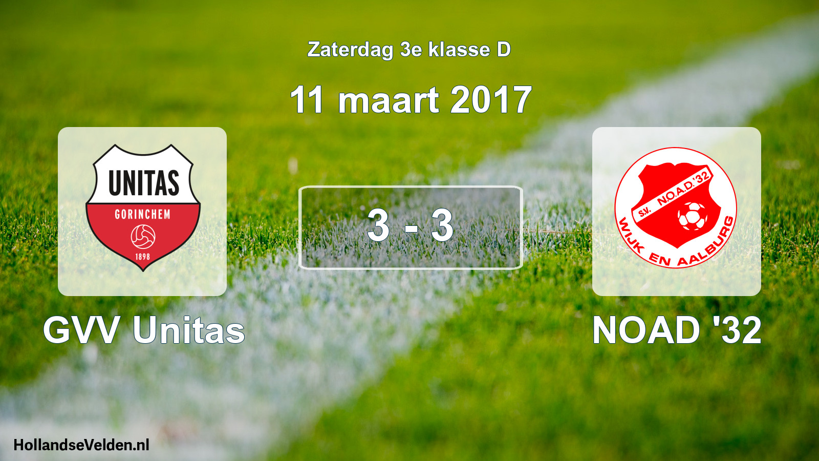 Total number of matches played: GVV Unitas - NOAD '32 3 - 3 (11 March 2017)