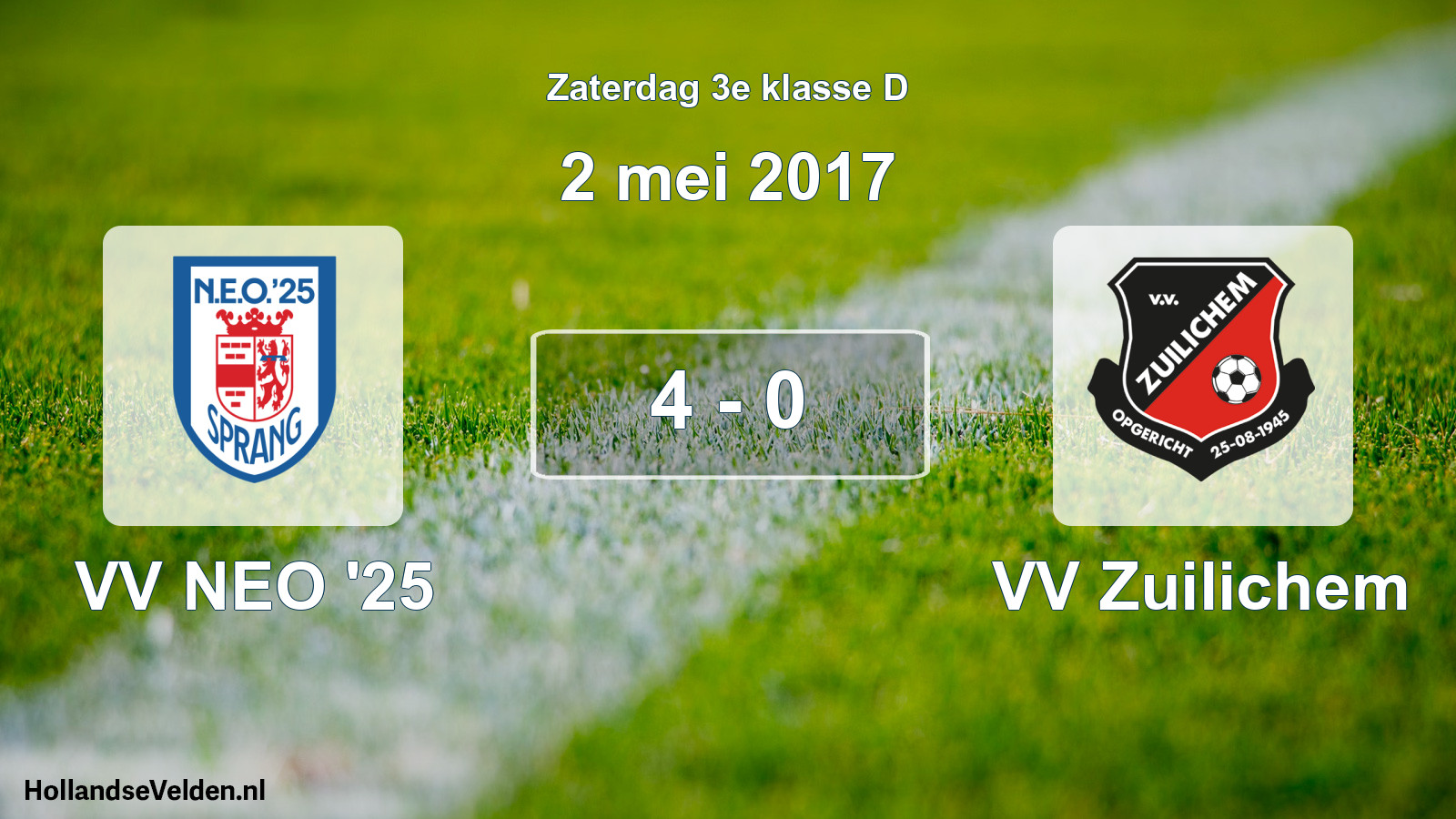 Total number of matches played: VV NEO '25 - VV Zuilichem 4 - 0 (2 May 2017)