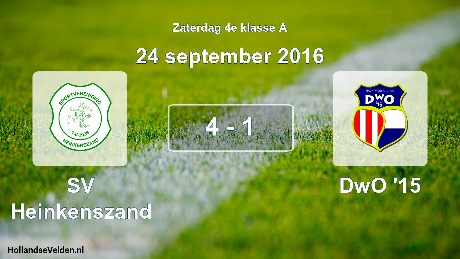 Total number of matches played: SV Heinkenszand - DwO '15 4 - 1 (24 September 2016)
