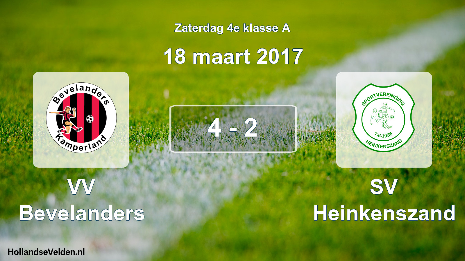 Total number of matches played: VV Bevelanders - SV Heinkenszand 4 - 2 (18 March 2017)