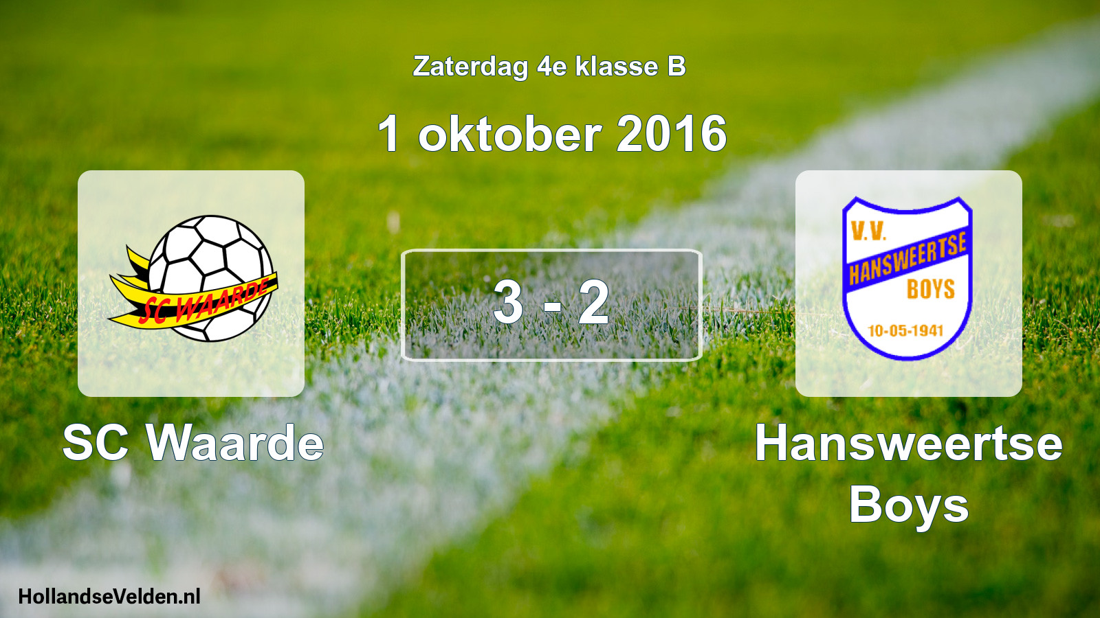 Total number of matches played: SC Waarde - Hansweertse Boys 3 - 2 (1 October 2016)