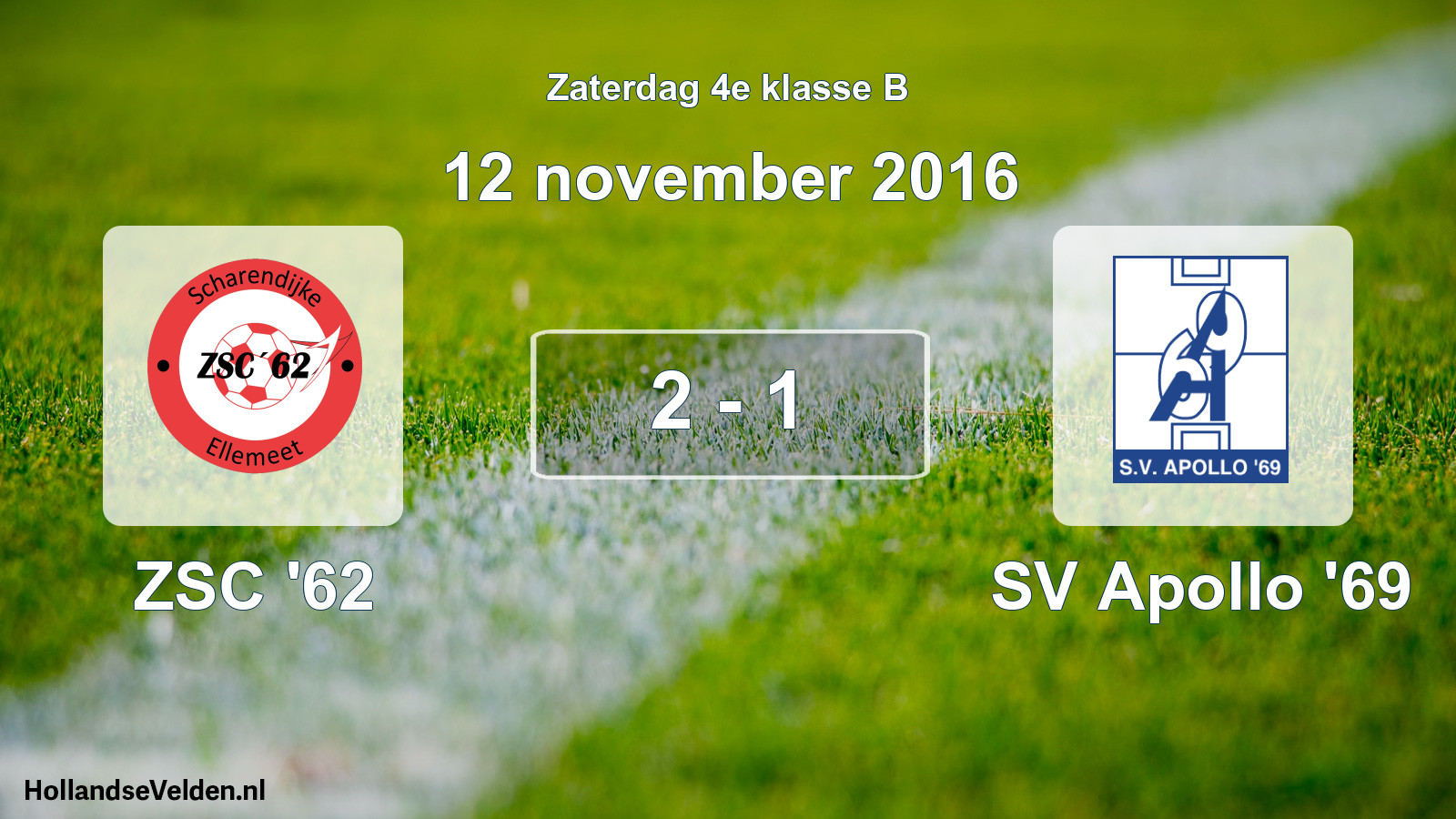 Total number of matches played: ZSC '62 - SV Apollo '69 2 - 1 (12 November 2016)