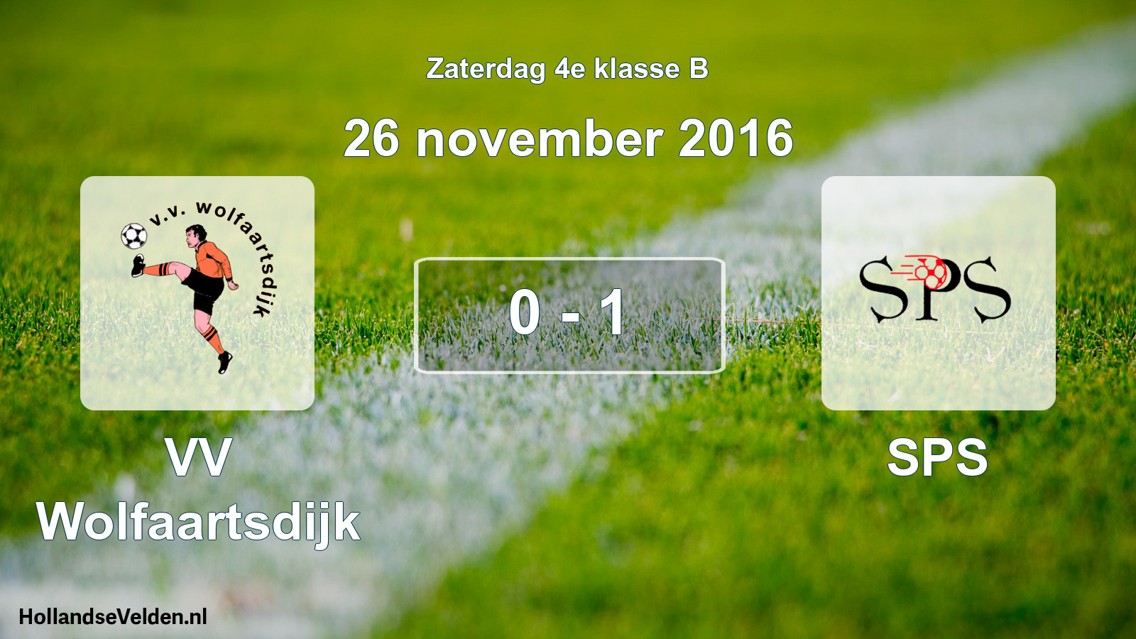 Total number of matches played: VV Wolfaartsdijk - SPS 0 - 1 (26 November 2016)