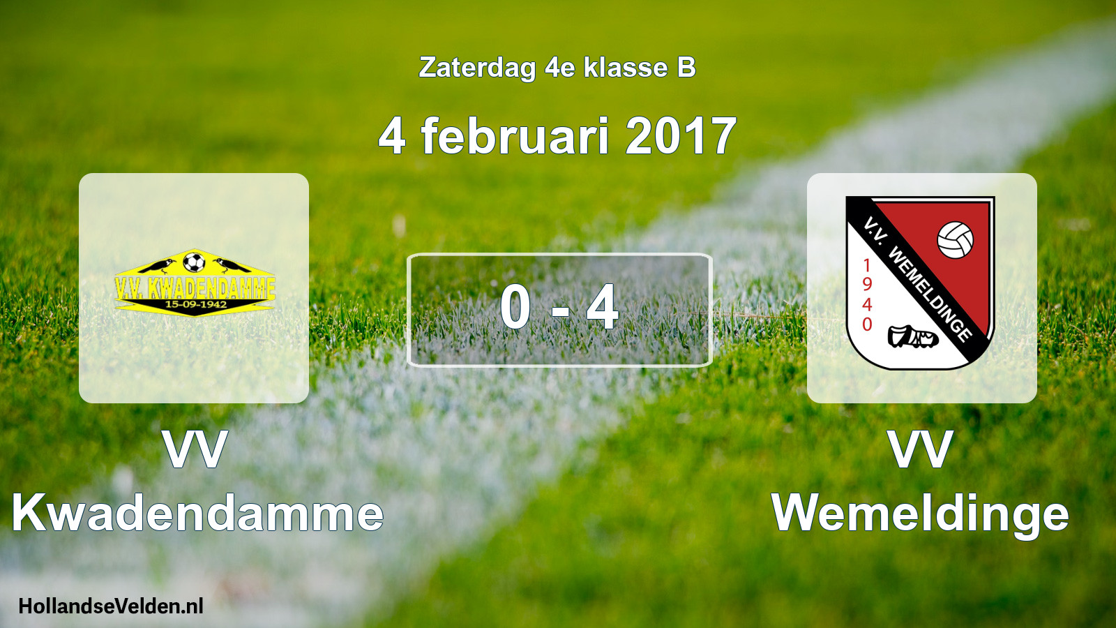 Total number of matches played: VV Kwadendamme - VV Wemeldinge 0 - 4 (4 February 2017)