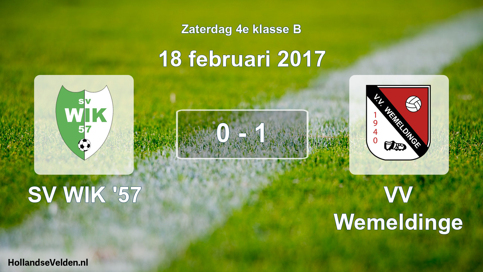 Total number of matches played: SV WIK '57 - VV Wemeldinge 0 - 1 (18 February 2017)