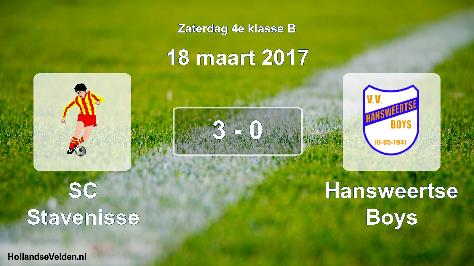 Total number of matches played: SC Stavenisse - Hansweertse Boys 3 - 0 (18 March 2017)
