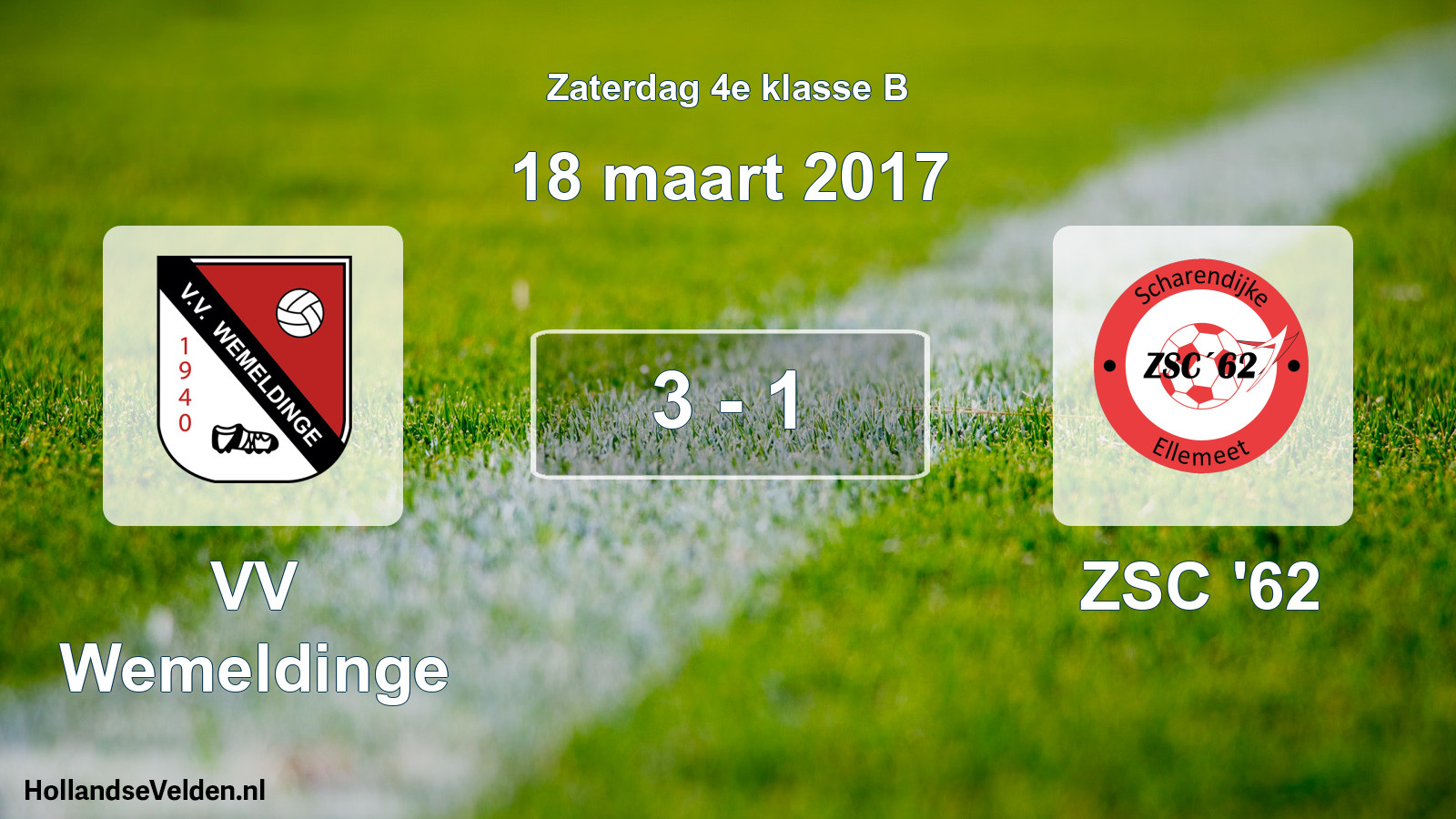 Total number of matches played: VV Wemeldinge - ZSC '62 3 - 1 (18 March 2017)