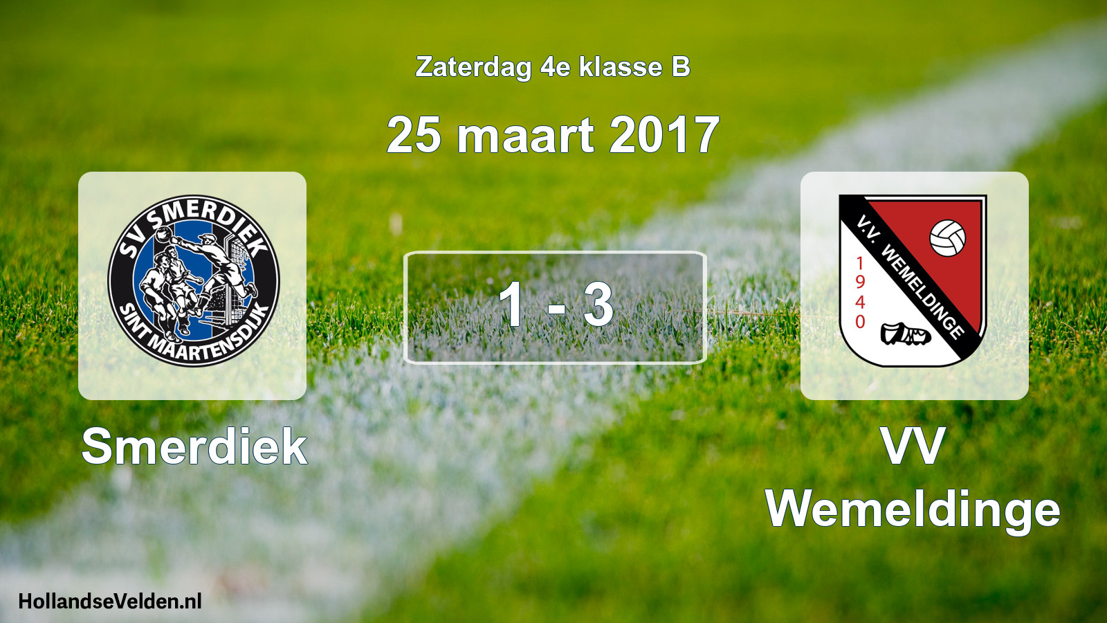 Total number of matches played: Smerdiek - VV Wemeldinge 1 - 3 (25 March 2017)