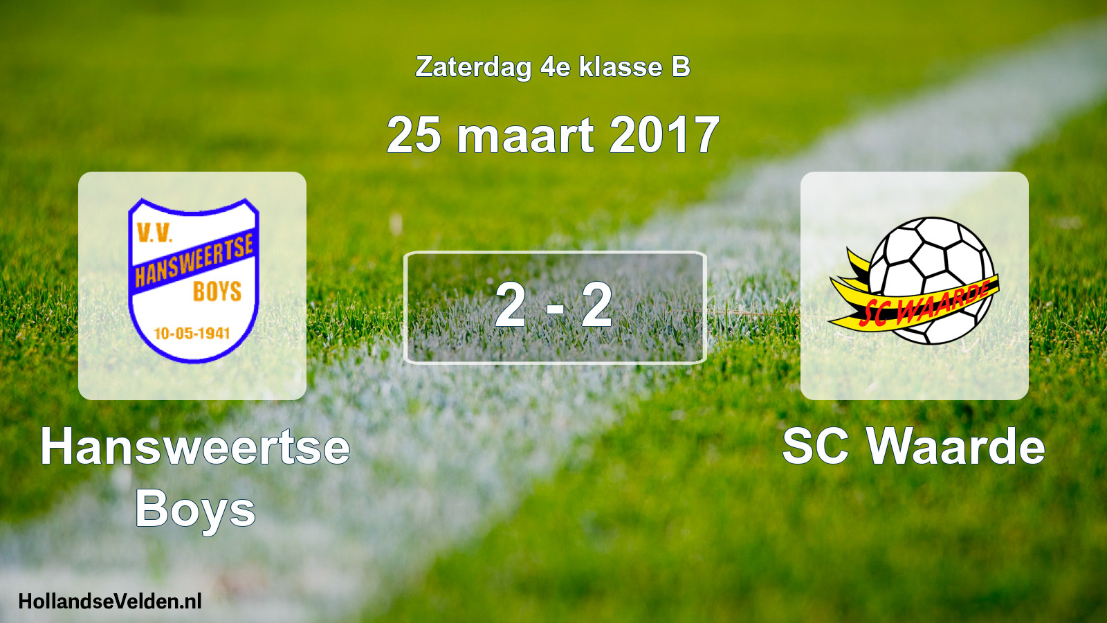 Total number of matches played: Hansweertse Boys - SC Waarde 2 - 2 (25 March 2017)