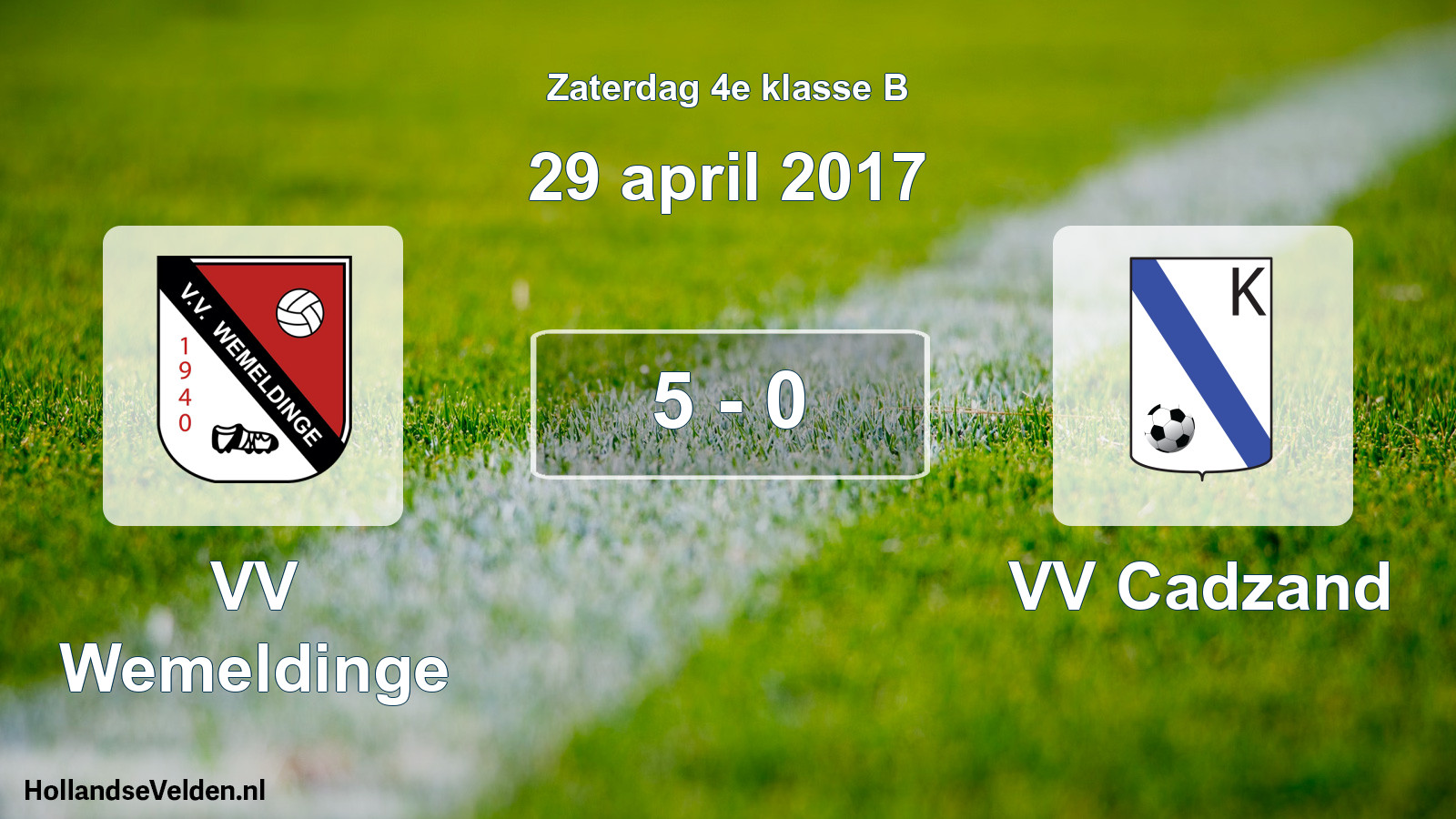 Total number of matches played: VV Wemeldinge - VV Cadzand 5 - 0 (29 April 2017)
