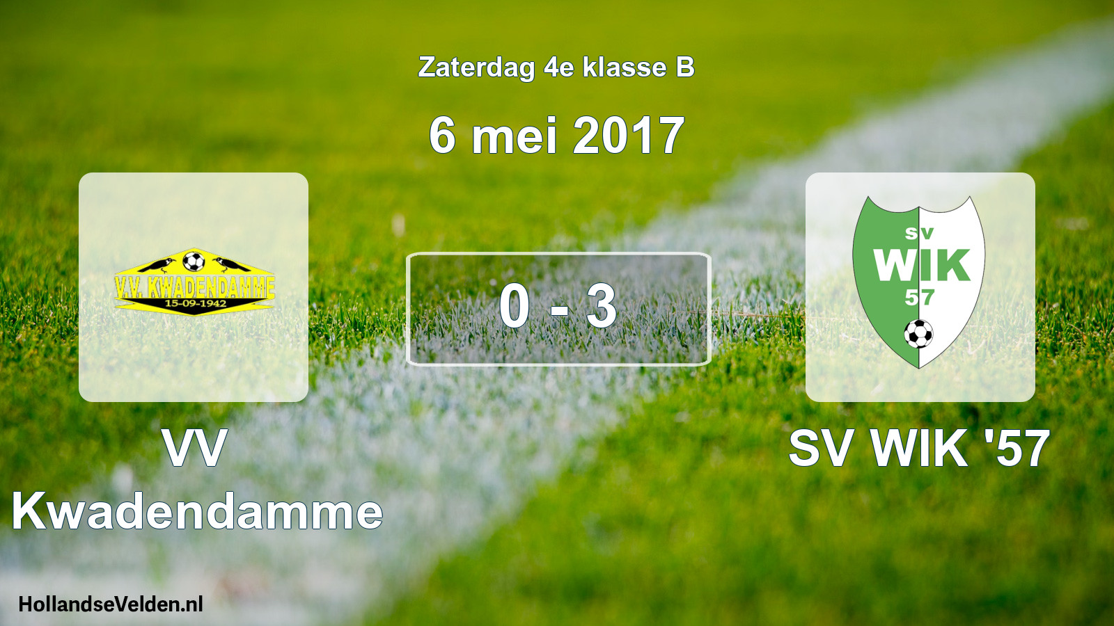 Total number of matches played: VV Kwadendamme - SV WIK '57 0 - 3 (6 May 2017)