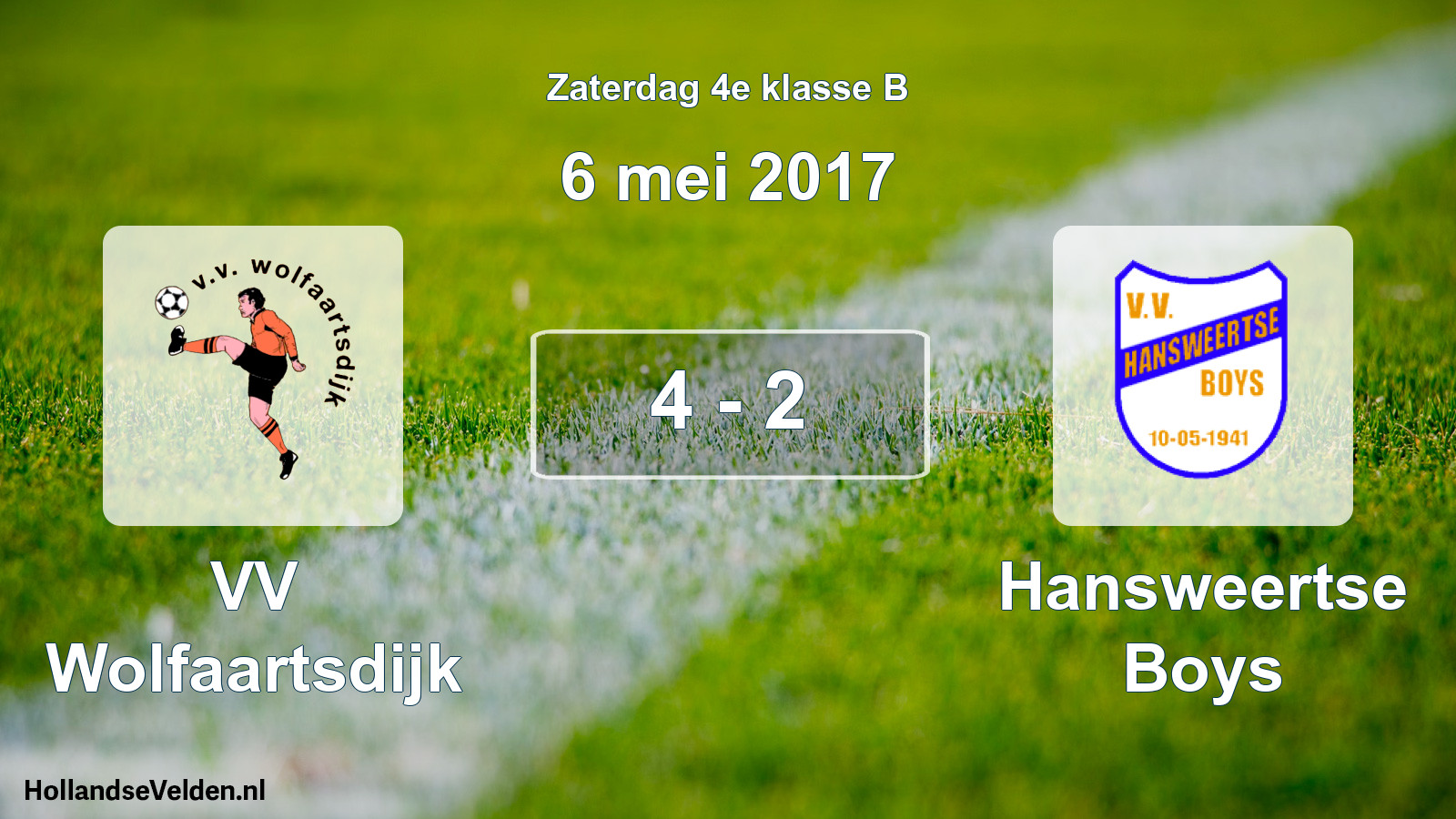 Total number of matches played: VV Wolfaartsdijk - Hansweertse Boys 4 - 2 (6 May 2017)