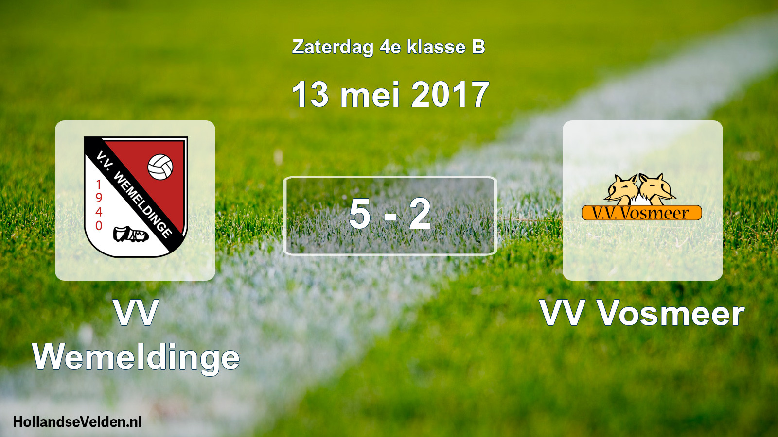 Total number of matches played: VV Wemeldinge - VV Vosmeer 5 - 2 (13 May 2017)