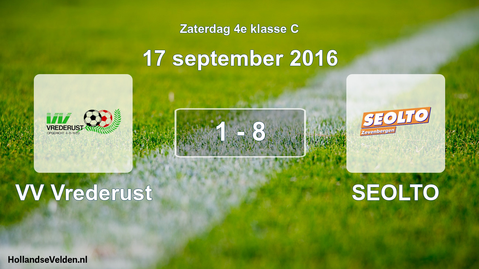 Total number of matches played: VV Vrederust - SEOLTO 1 - 8 (17 September 2016)