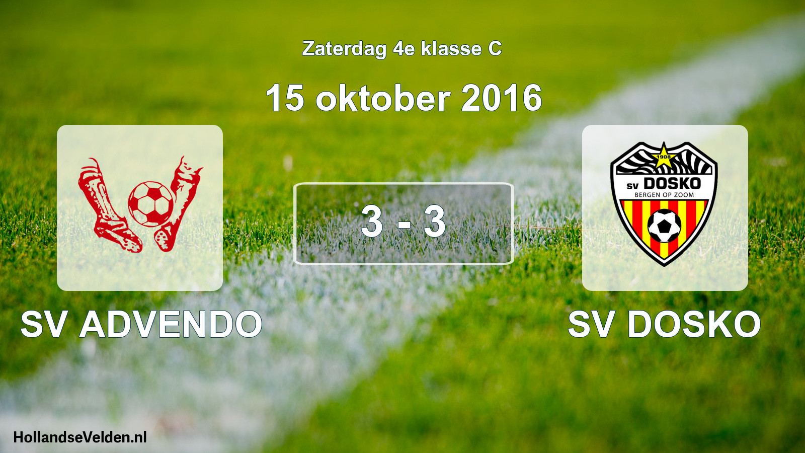 Gespeelde wedstrijd: SV ADVENDO - SV DOSKO 3 - 3 (15 oktober 2016)