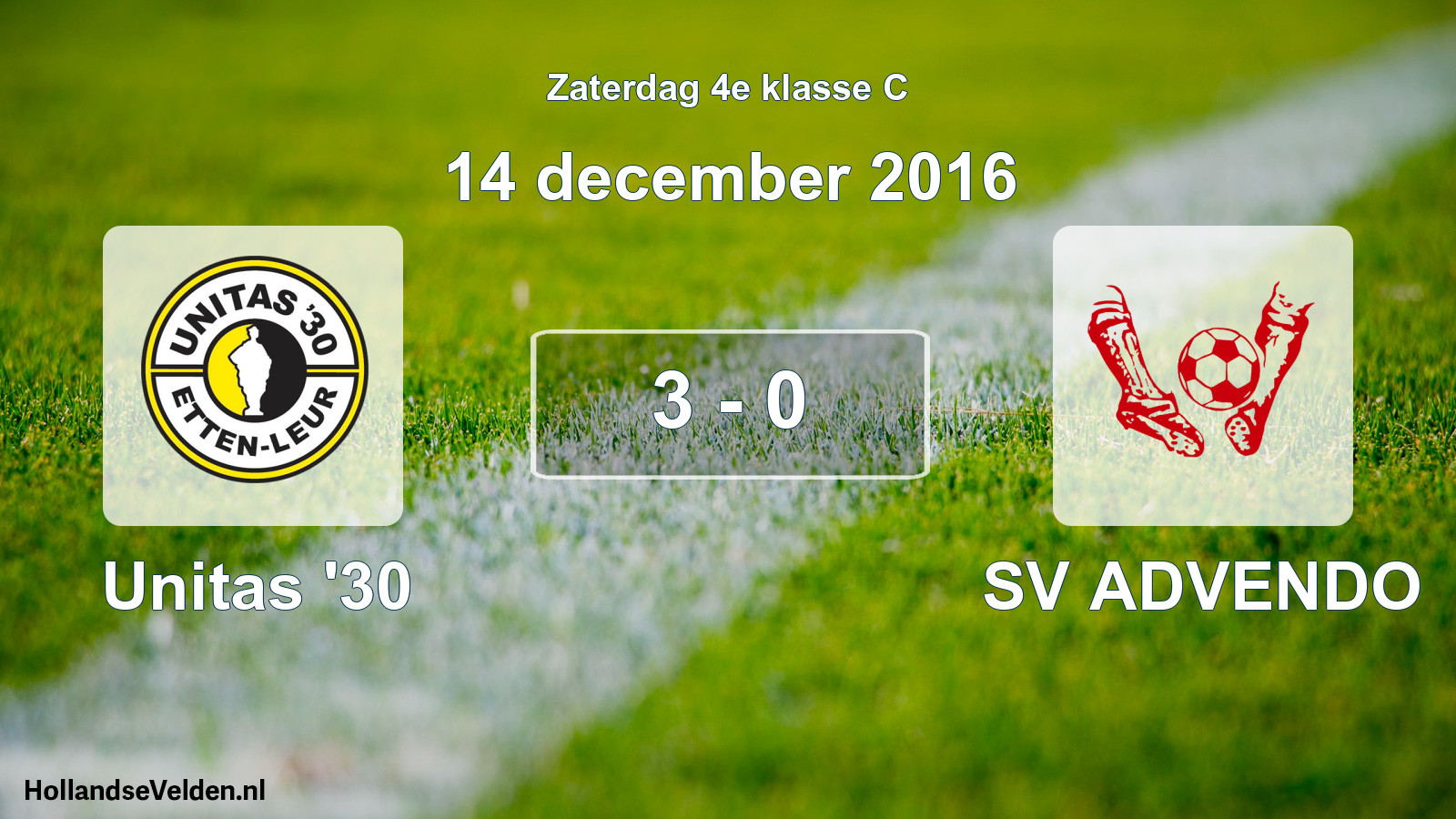 Total number of matches played: Unitas '30 - SV ADVENDO 3 - 0 (14 December 2016)