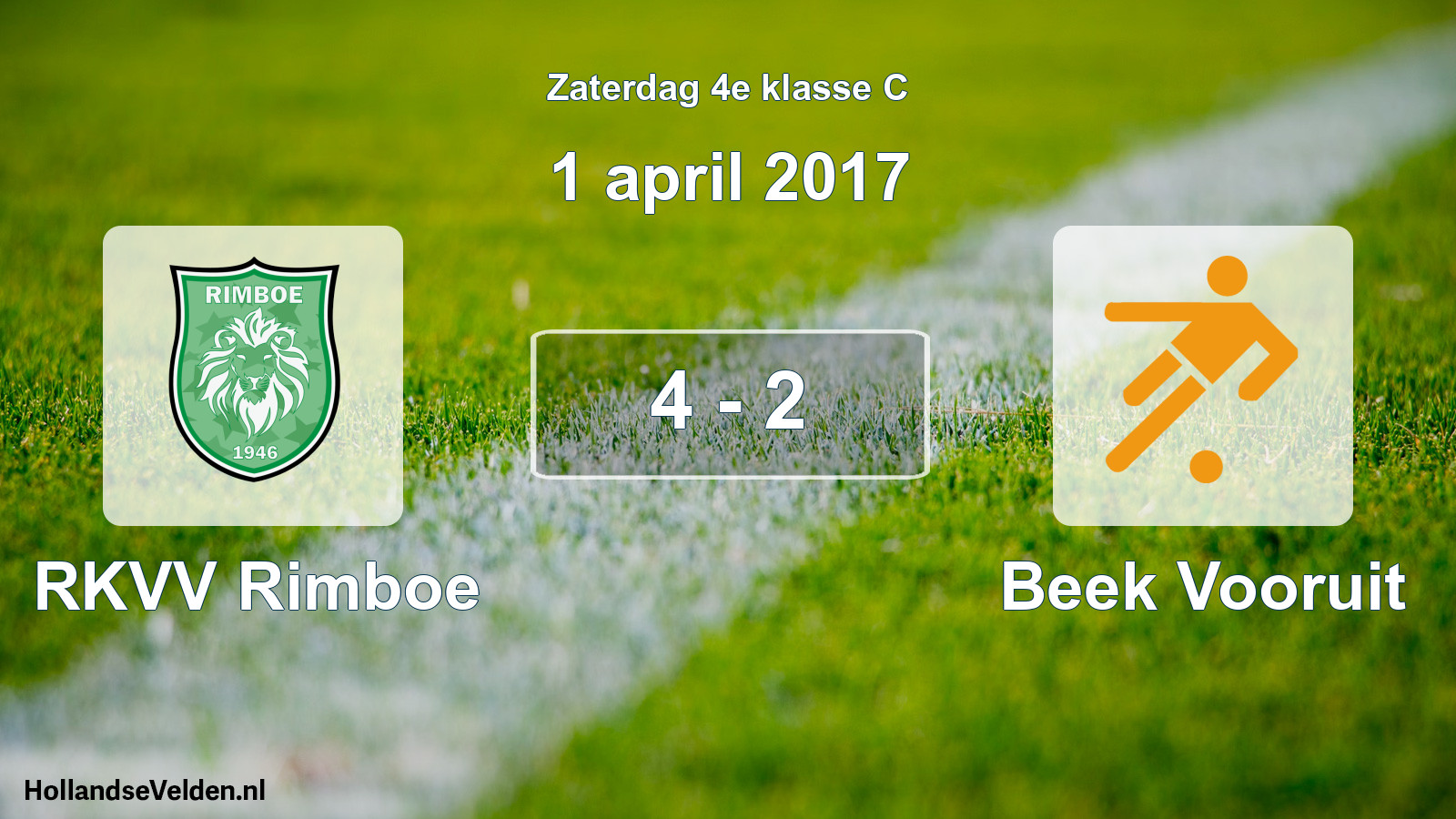 Total number of matches played: RKVV Rimboe - Beek Vooruit 4 - 2 (1 April 2017)