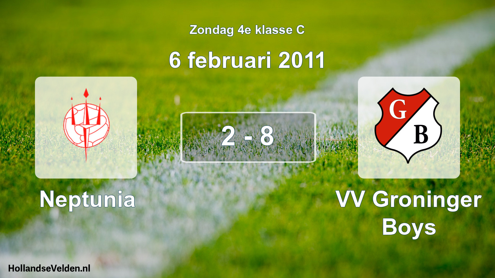 Total number of matches played: Neptunia - VV Groninger Boys 2 - 8 (6 February 2011)