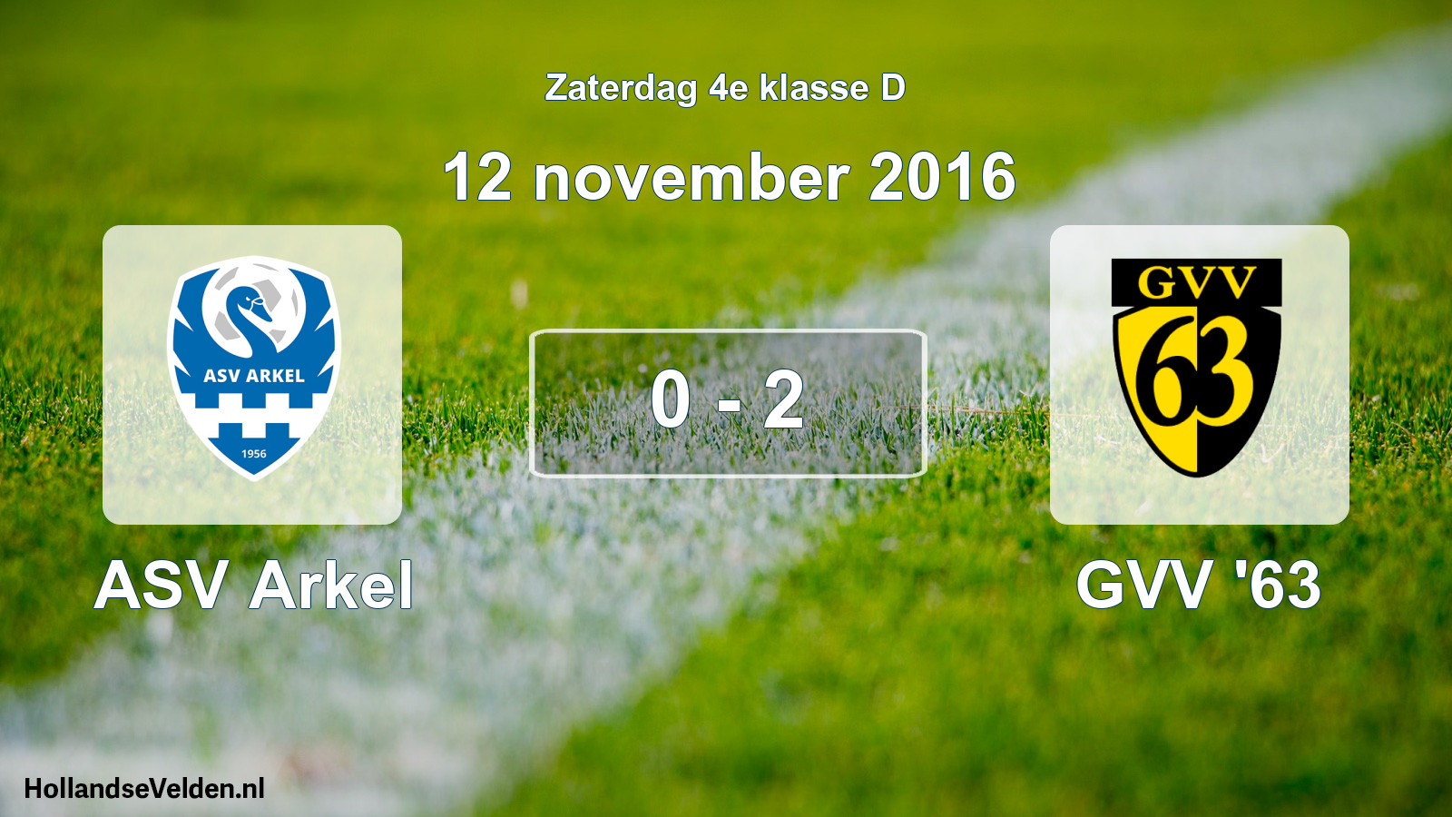 Total number of matches played: ASV Arkel - GVV '63 0 - 2 (12 November 2016)