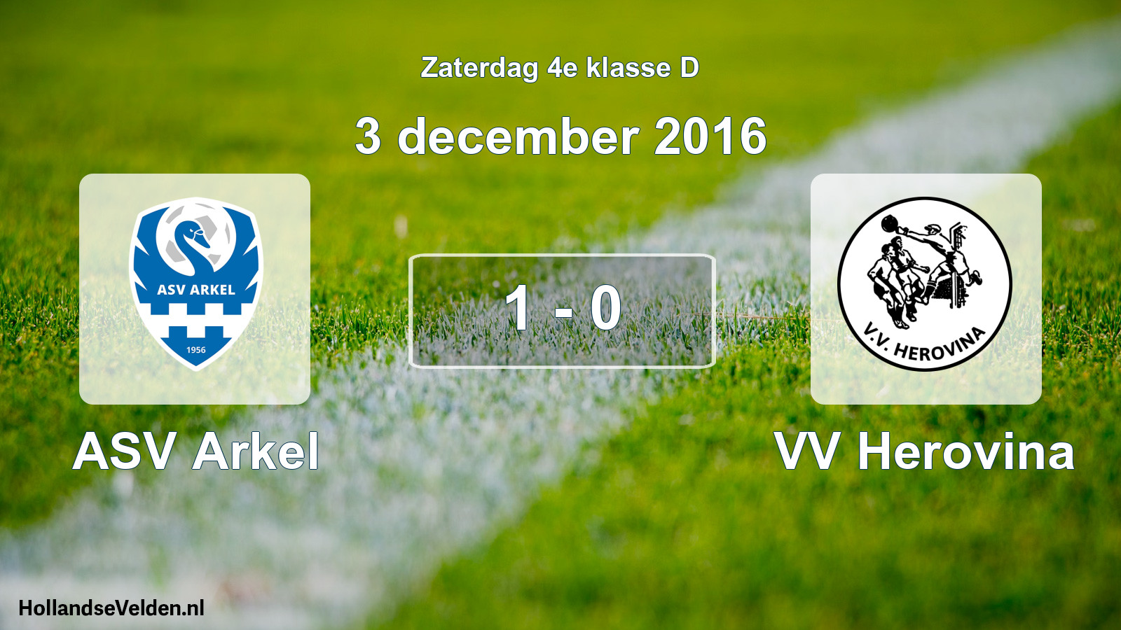Total number of matches played: ASV Arkel - VV Herovina 1 - 0 (3 December 2016)