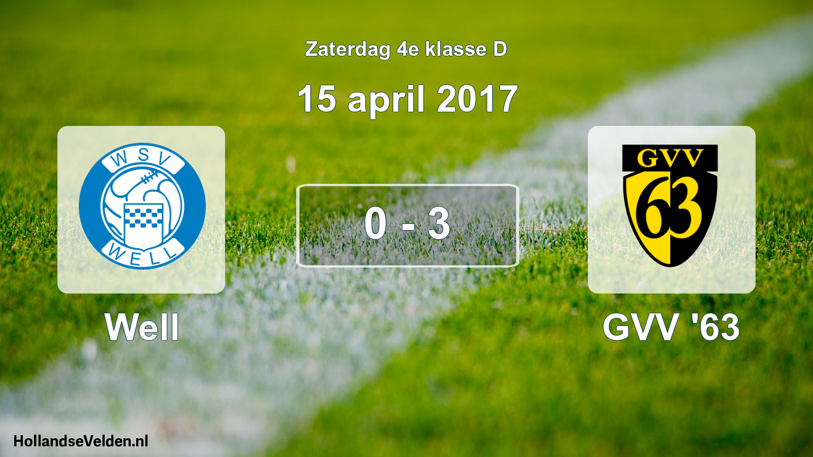 Total number of matches played: Well - GVV '63 0 - 3 (15 April 2017)