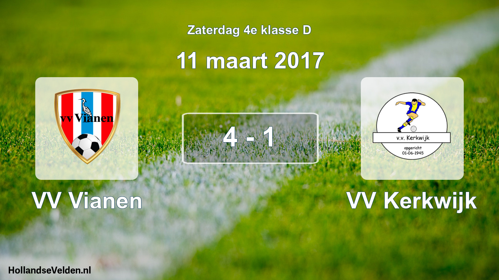 Total number of matches played: VV Vianen - VV Kerkwijk 4 - 1 (11 March 2017)