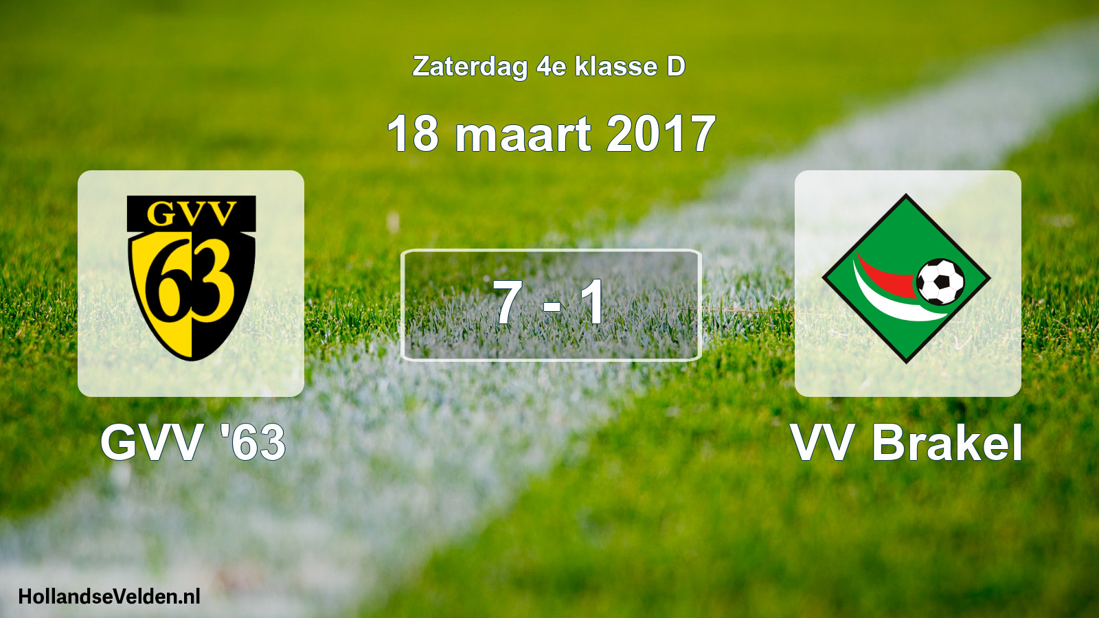 Total number of matches played: GVV '63 - VV Brakel 7 - 1 (18 March 2017)