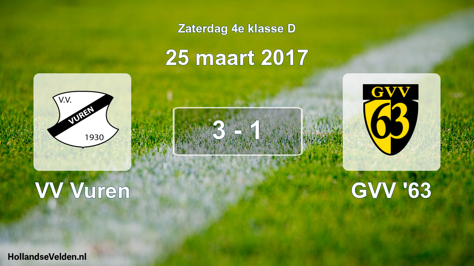 Total number of matches played: VV Vuren - GVV '63 3 - 1 (25 March 2017)