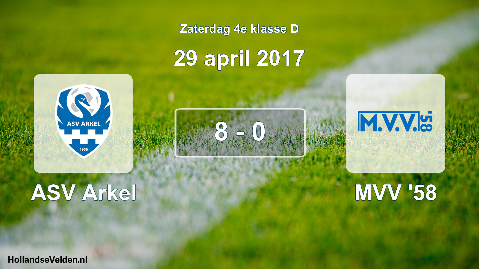 Total number of matches played: ASV Arkel - MVV '58 8 - 0 (29 April 2017)